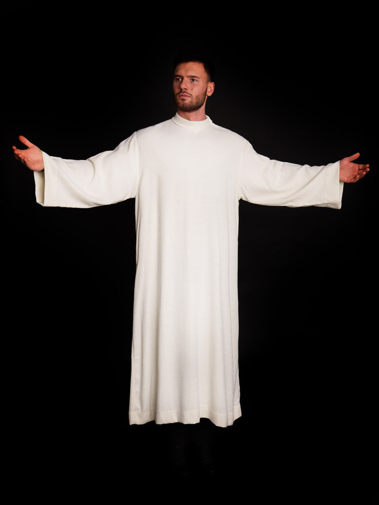 Clergy alb made of natural weaved fabric