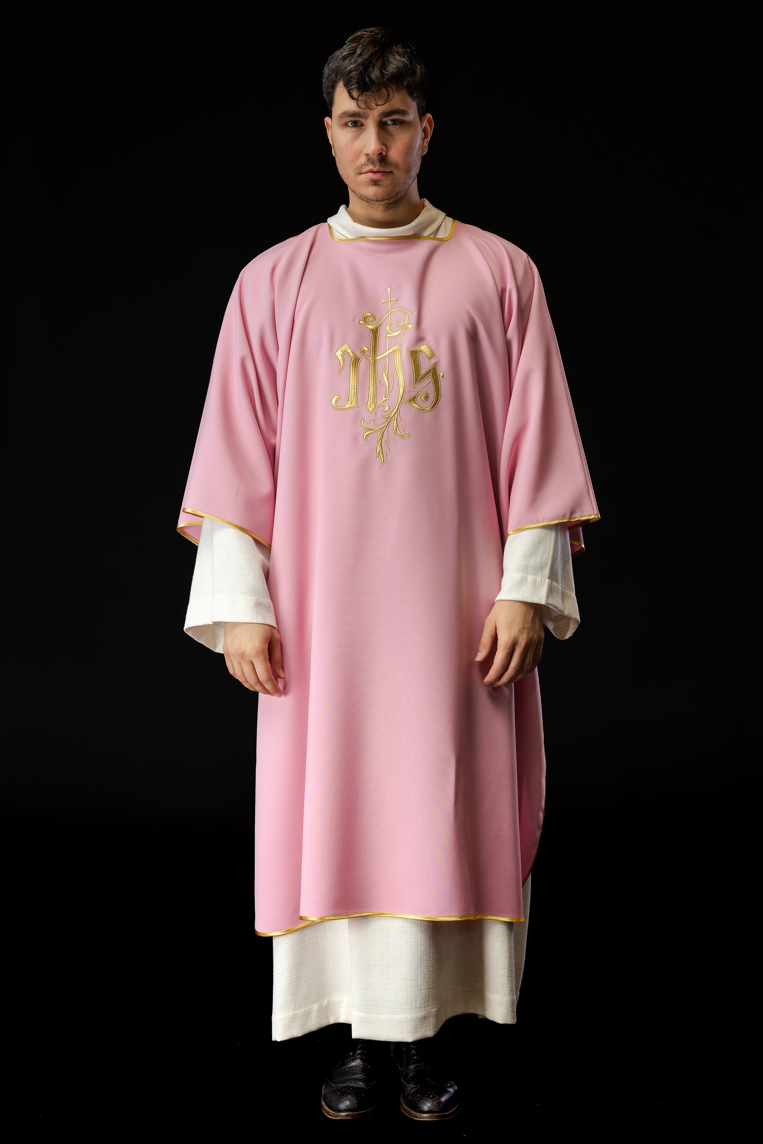 Pink IHS Embroidered Dalmatics