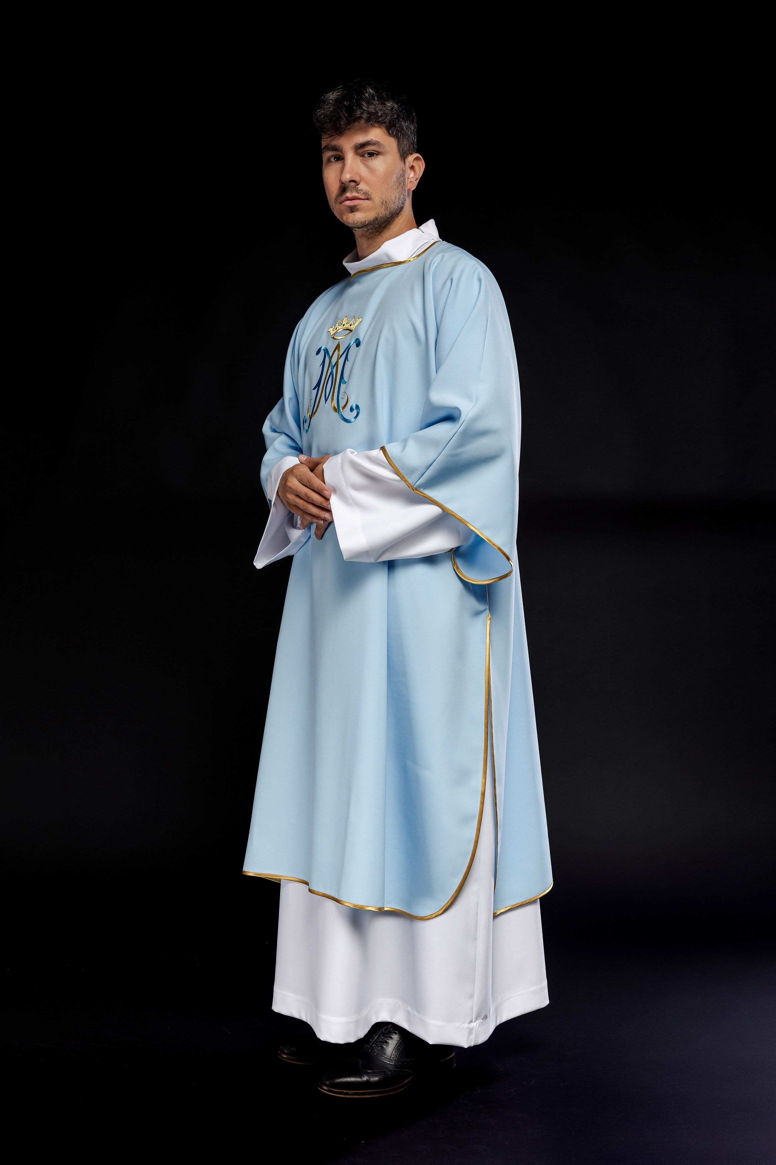 Blue dalmatic with Marian design