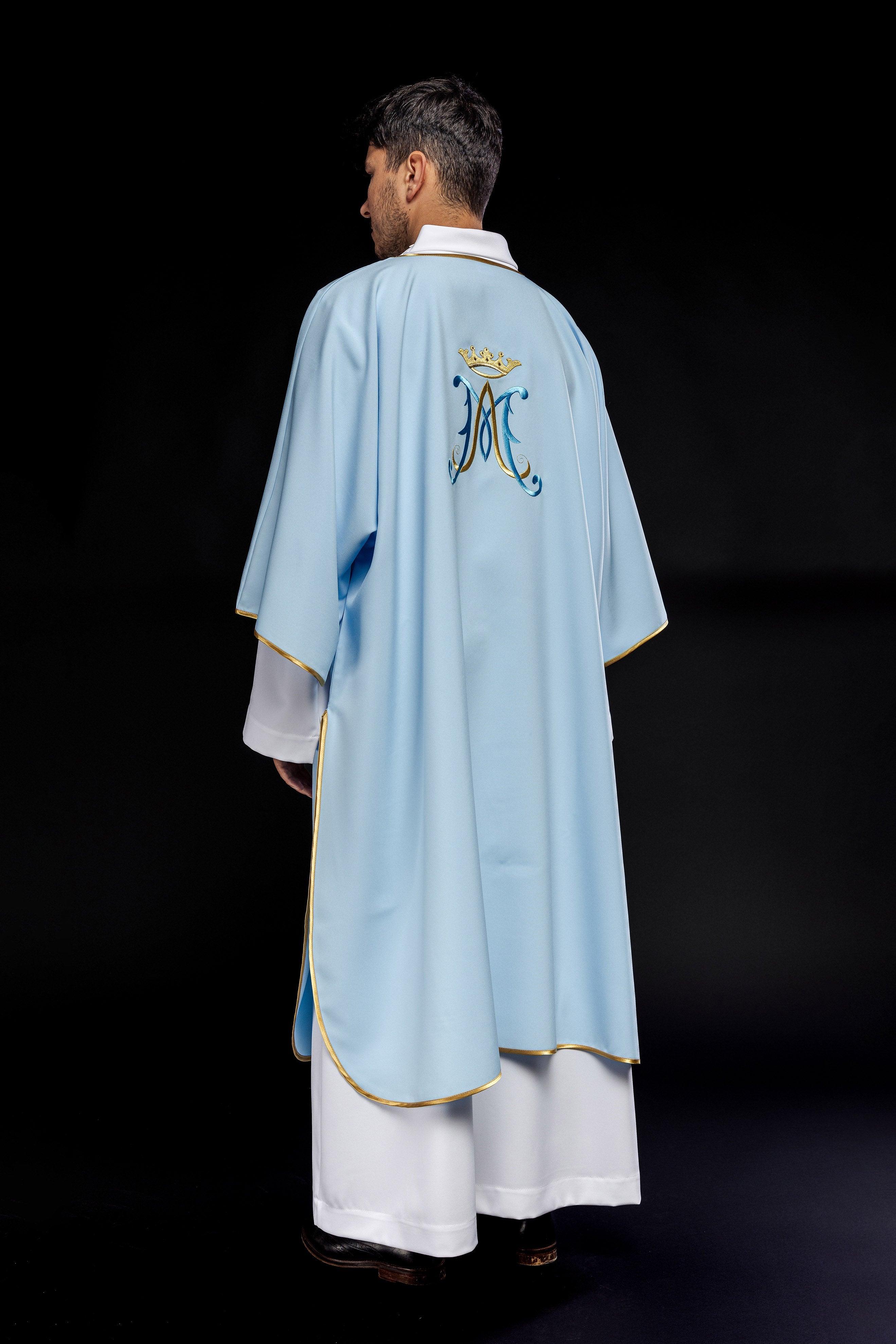 Blue dalmatic with Marian design