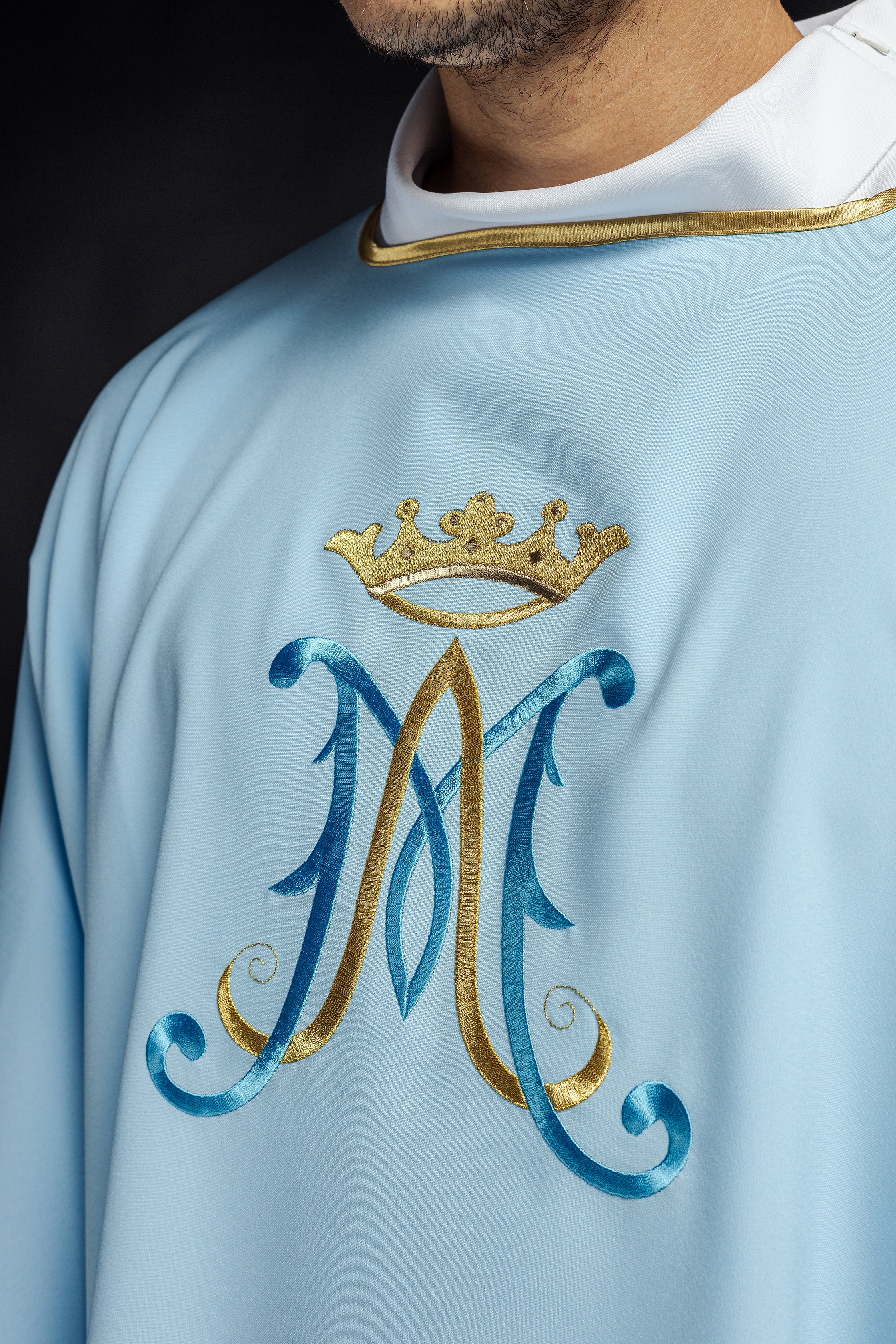 Blue dalmatic with Marian design