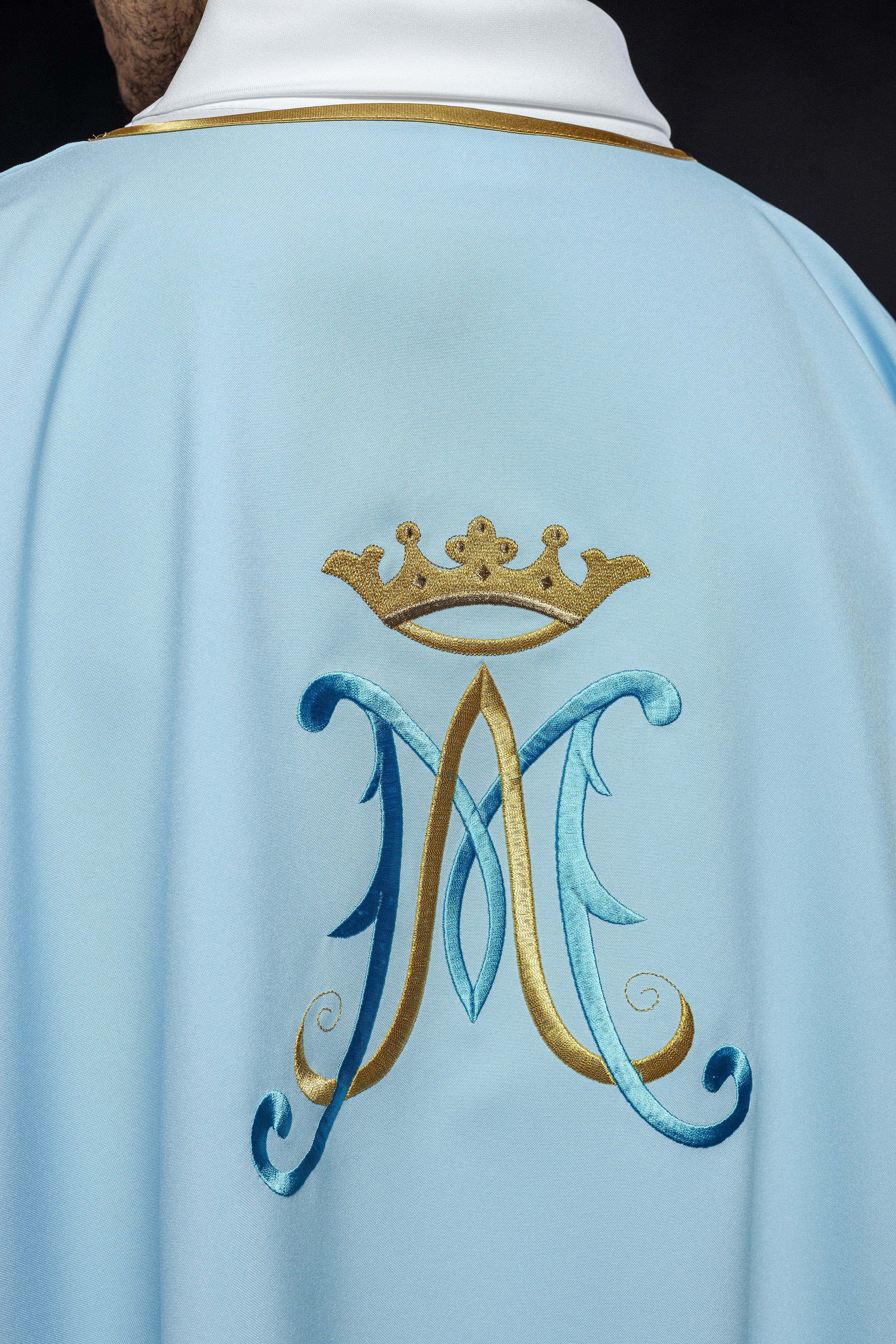 Blue dalmatic with Marian design