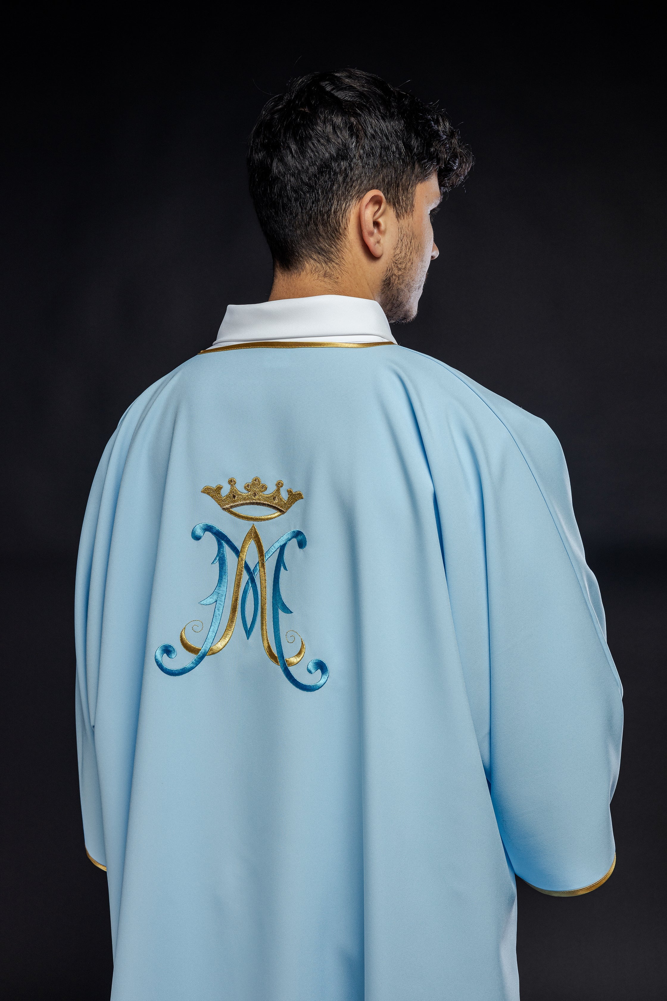 Blue dalmatic with Marian design