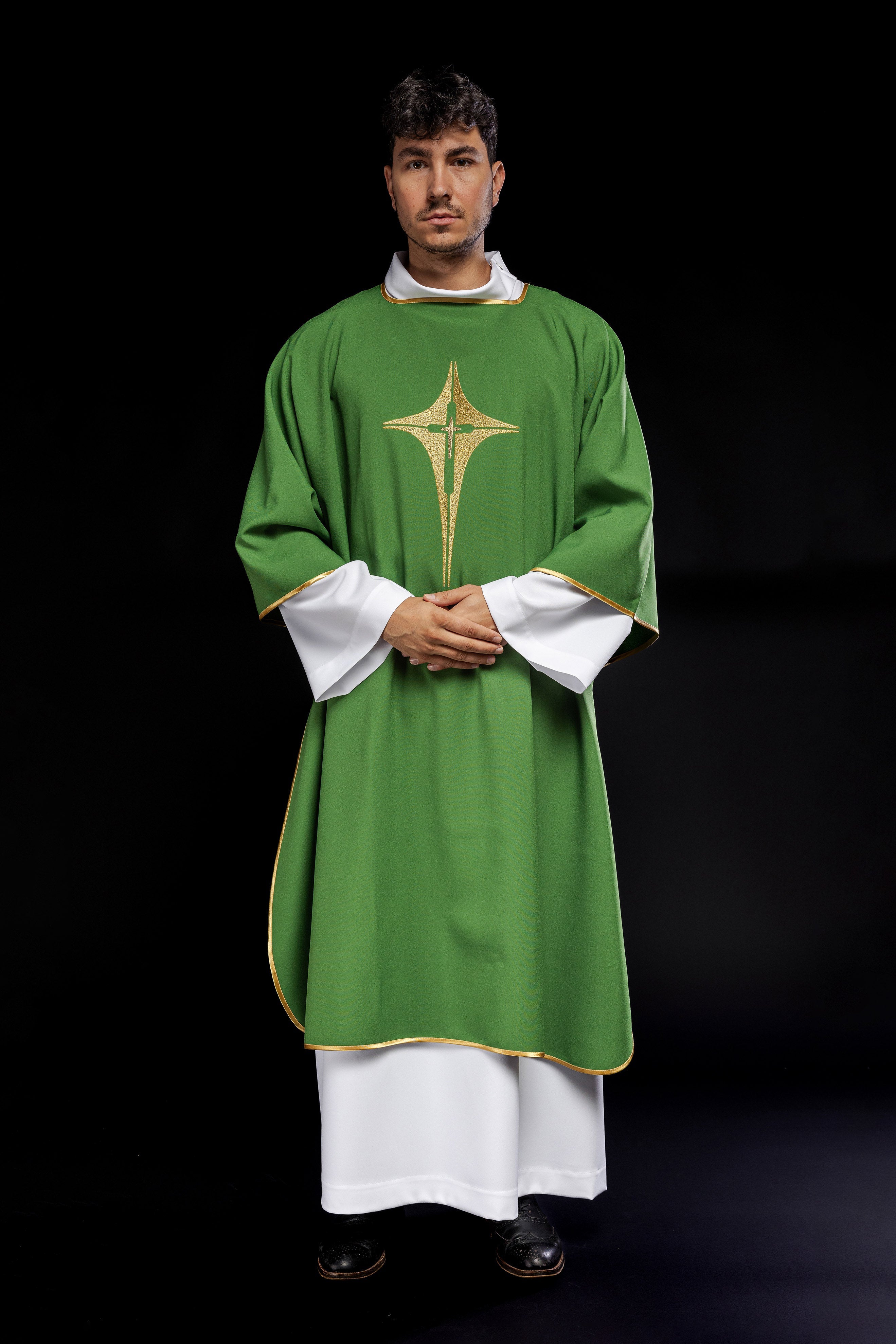 Green Dalmatic with Embroidered Gold Cross