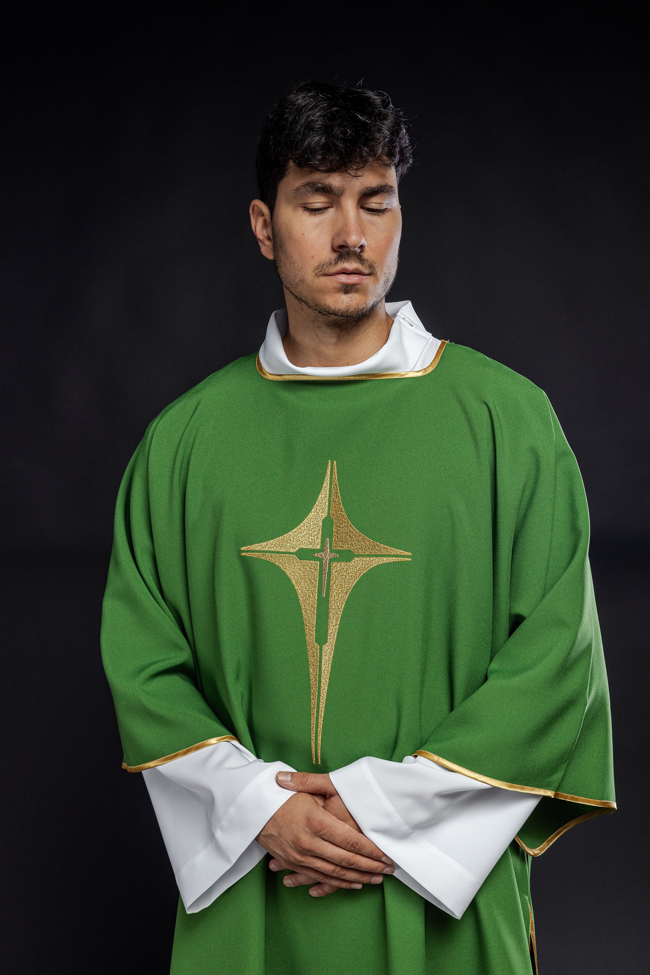 Green Dalmatic with Embroidered Gold Cross