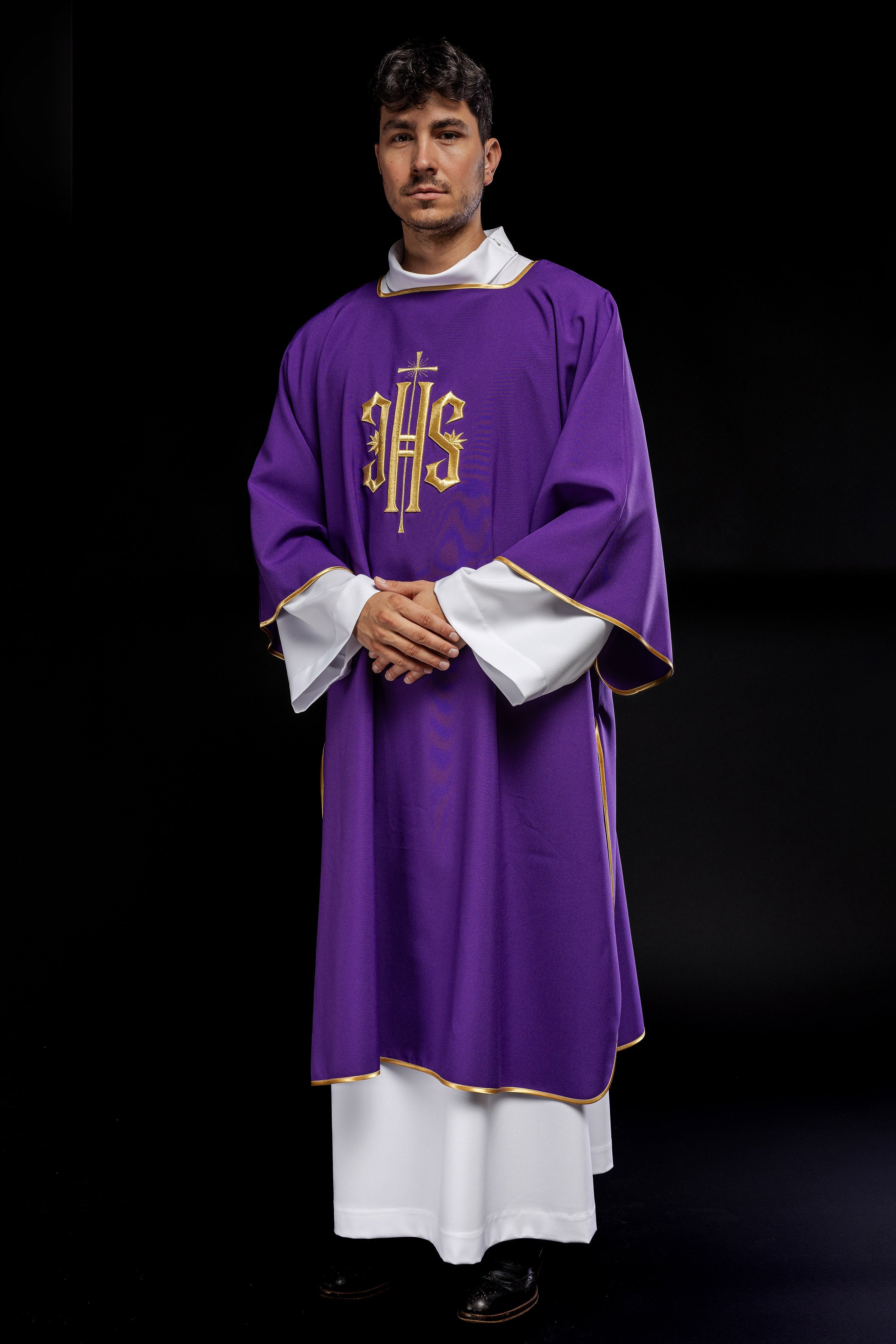 Purple Dalmatic with Embroidered Gold IHS