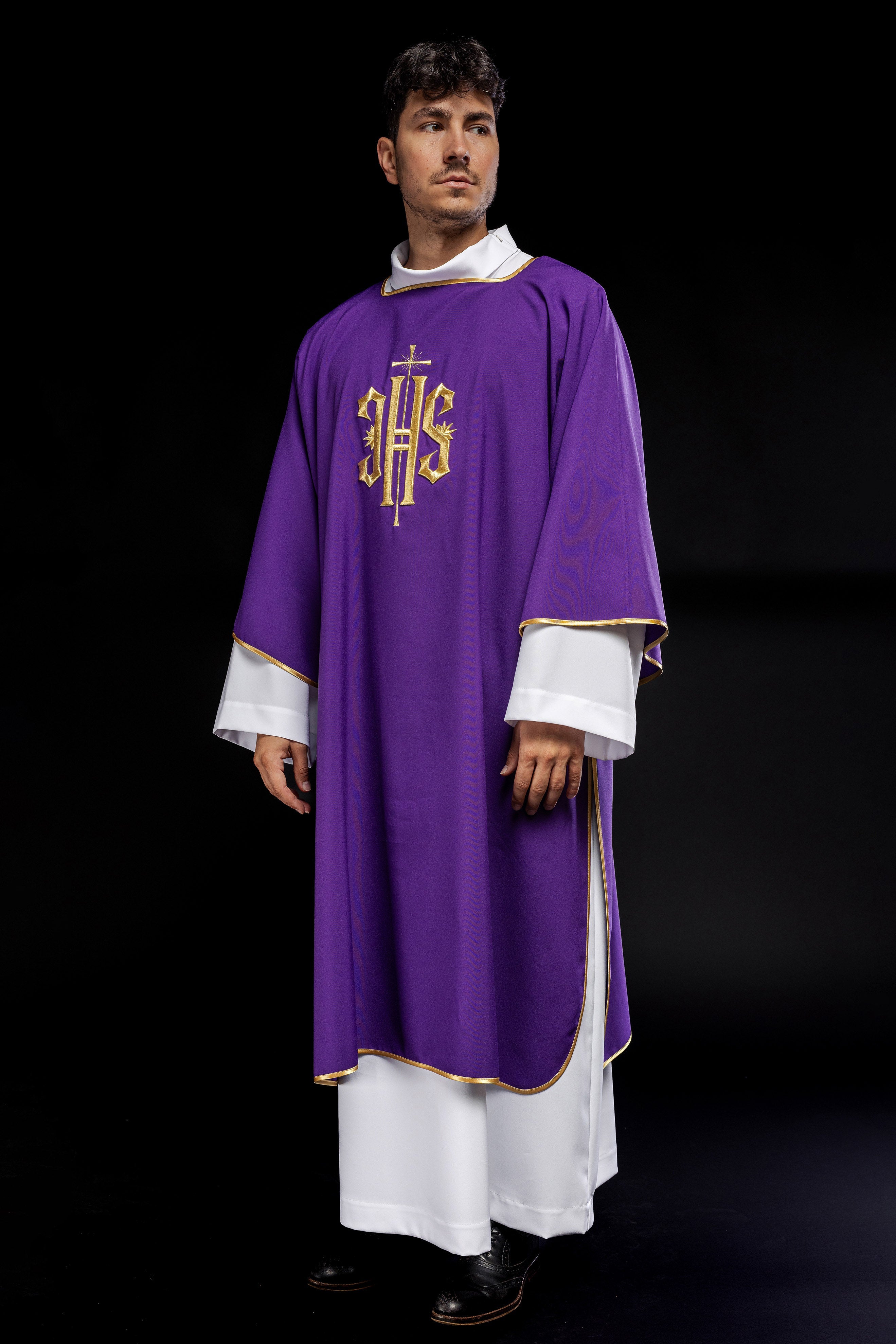 Purple Dalmatic with Embroidered Gold IHS