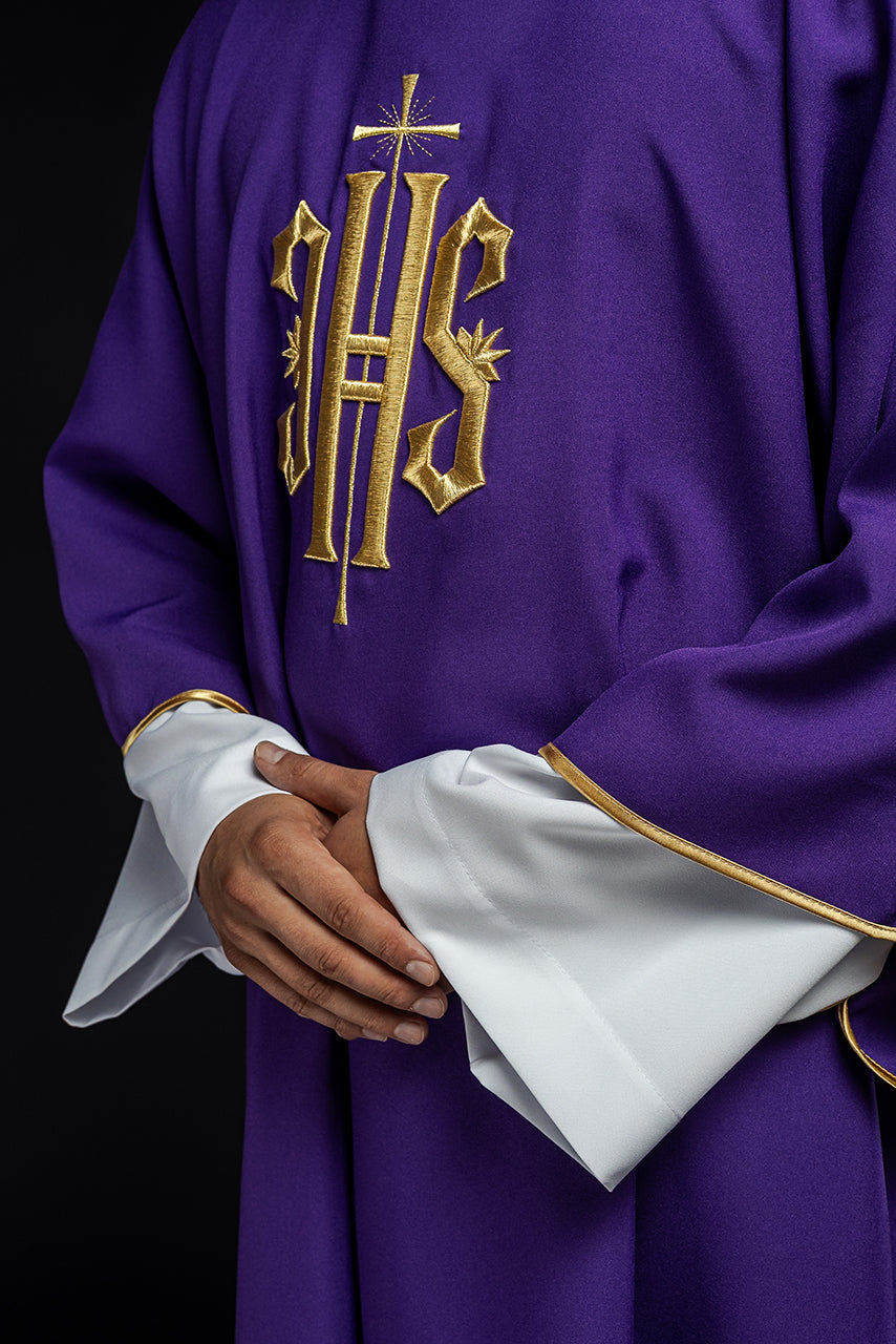 Purple Dalmatic with Embroidered Gold IHS