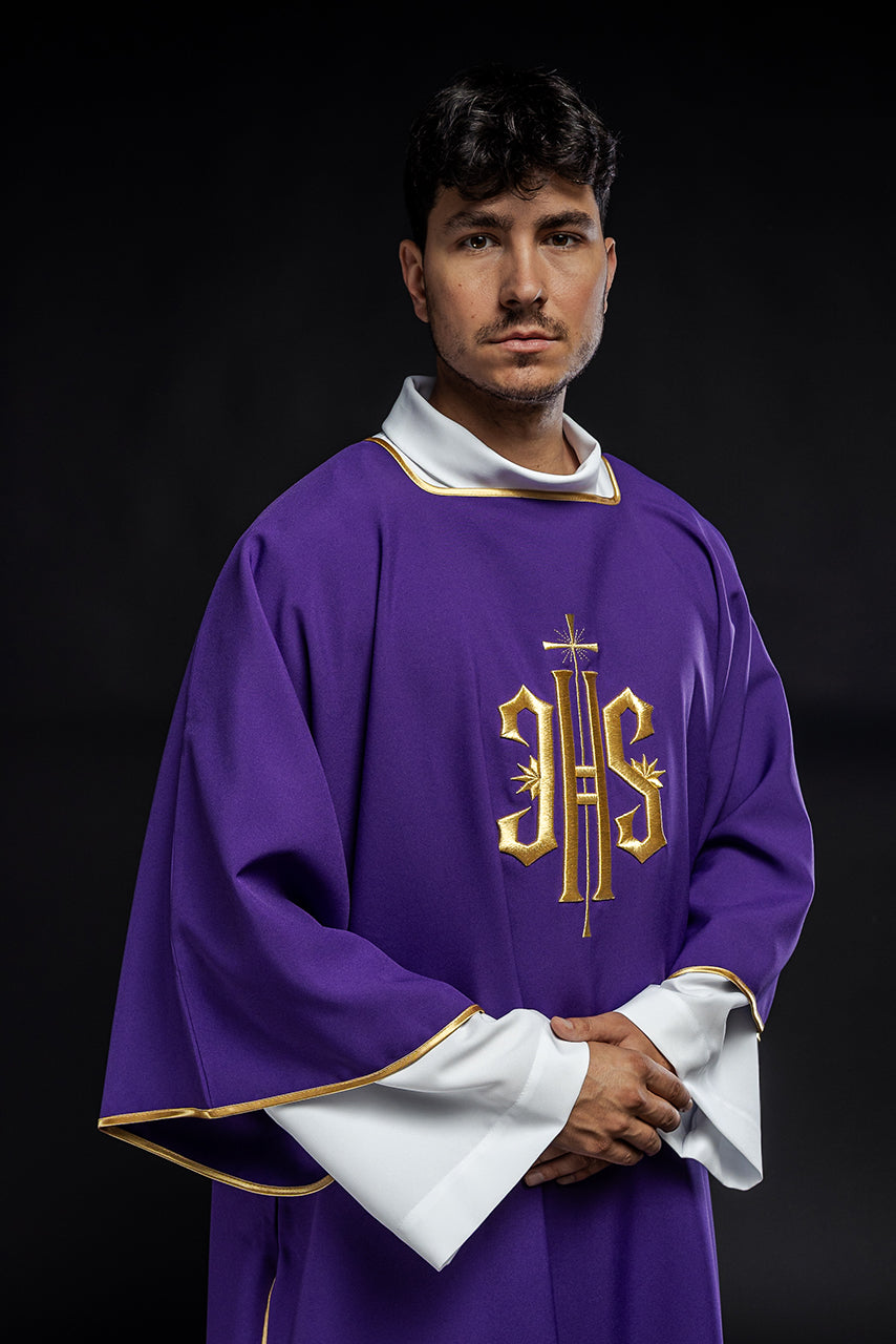 Purple Dalmatic with Embroidered Gold IHS