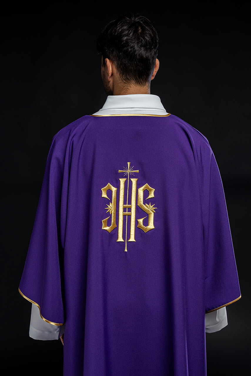 Purple Dalmatic with Embroidered Gold IHS