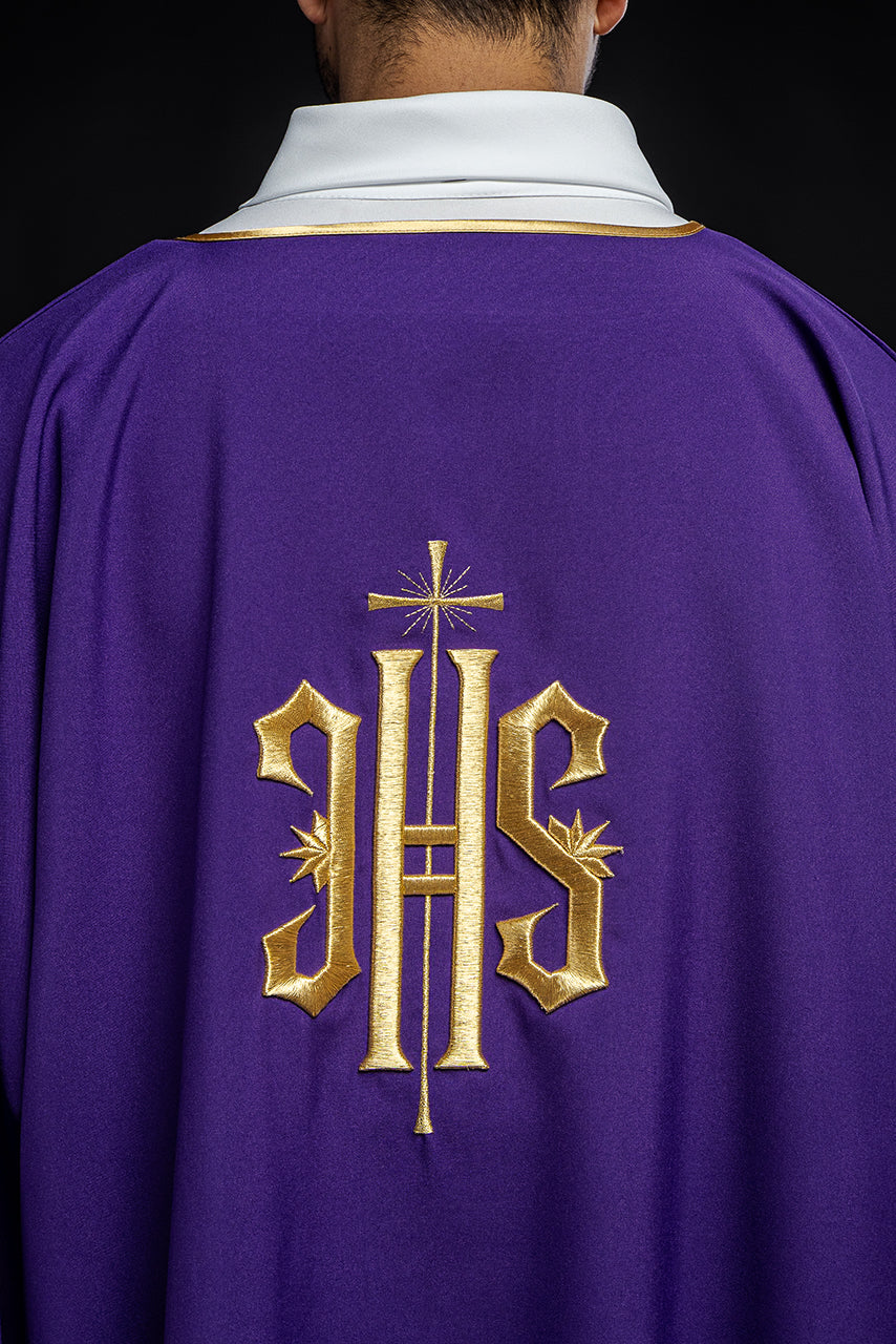 Purple Dalmatic with Embroidered Gold IHS