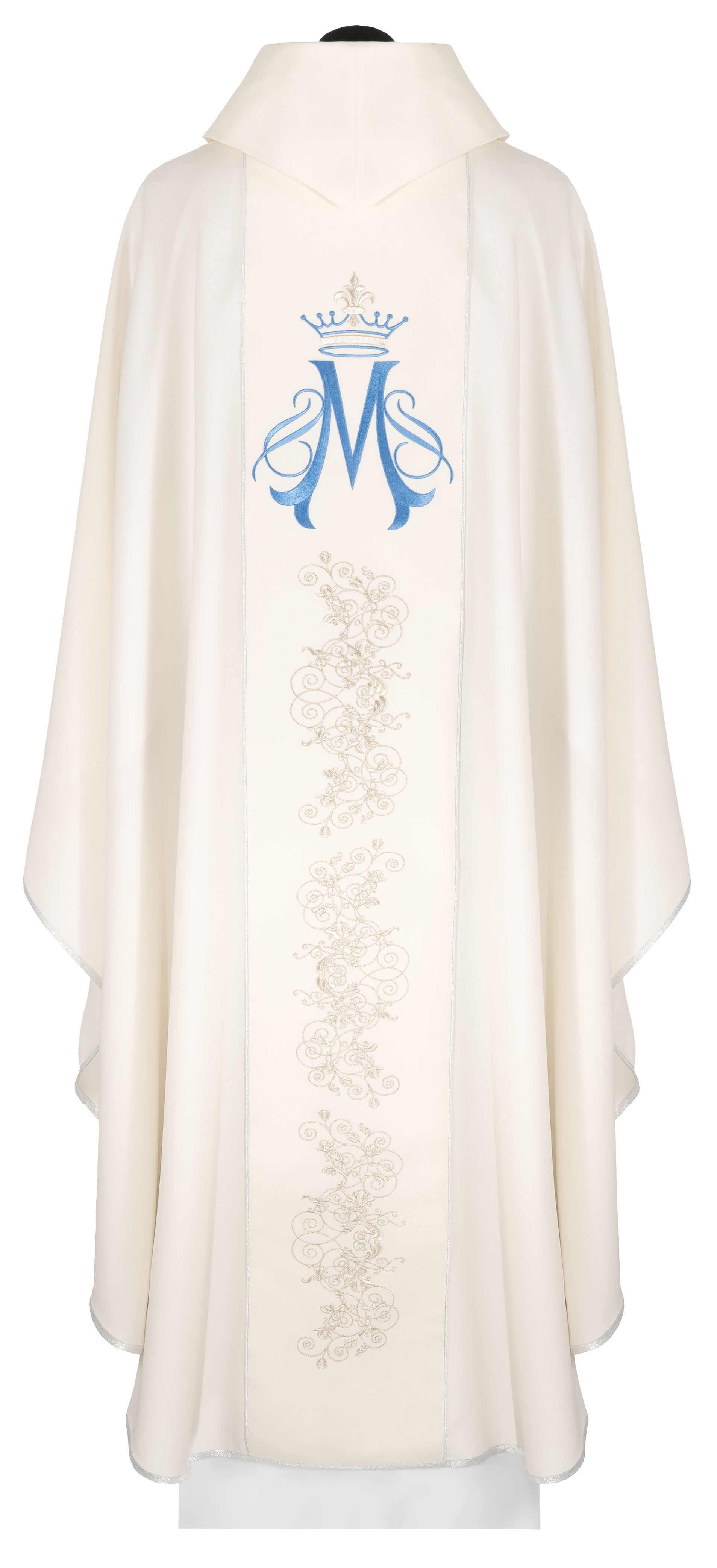 Embroidered ecru chasuble with Marian motif