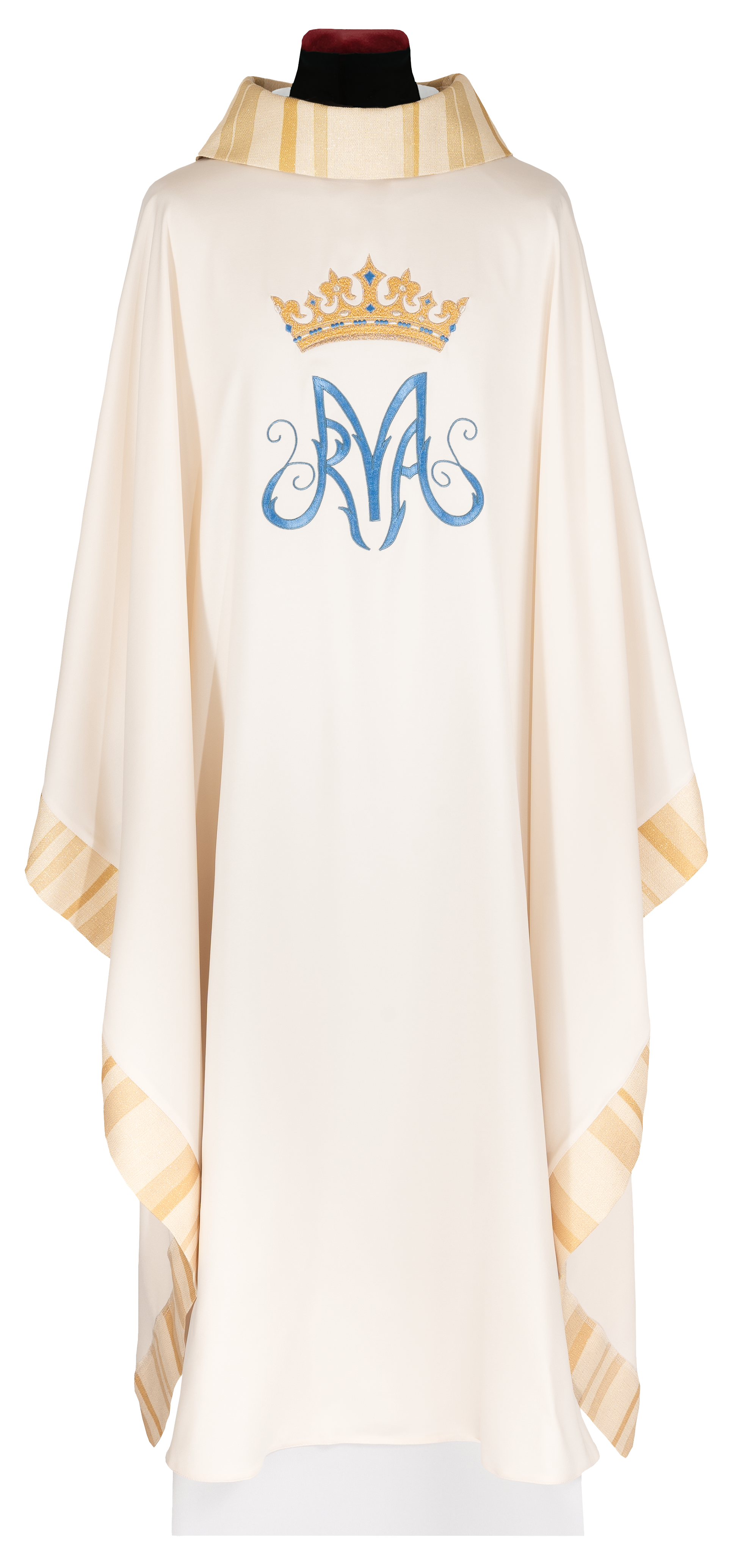 Embroidered ecru chasuble with Marian motif