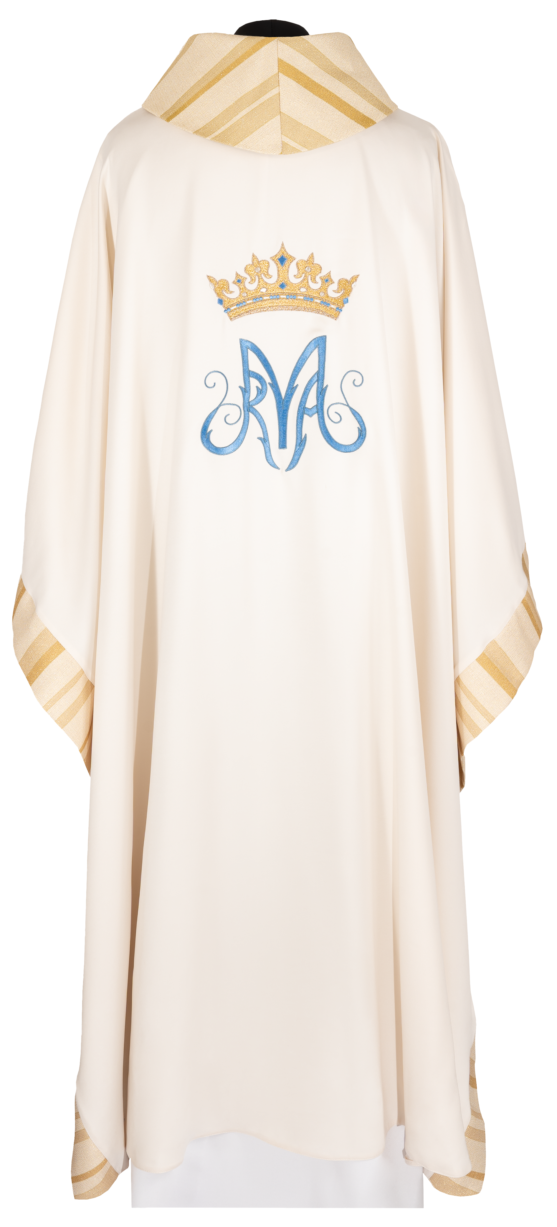 Embroidered ecru chasuble with Marian motif