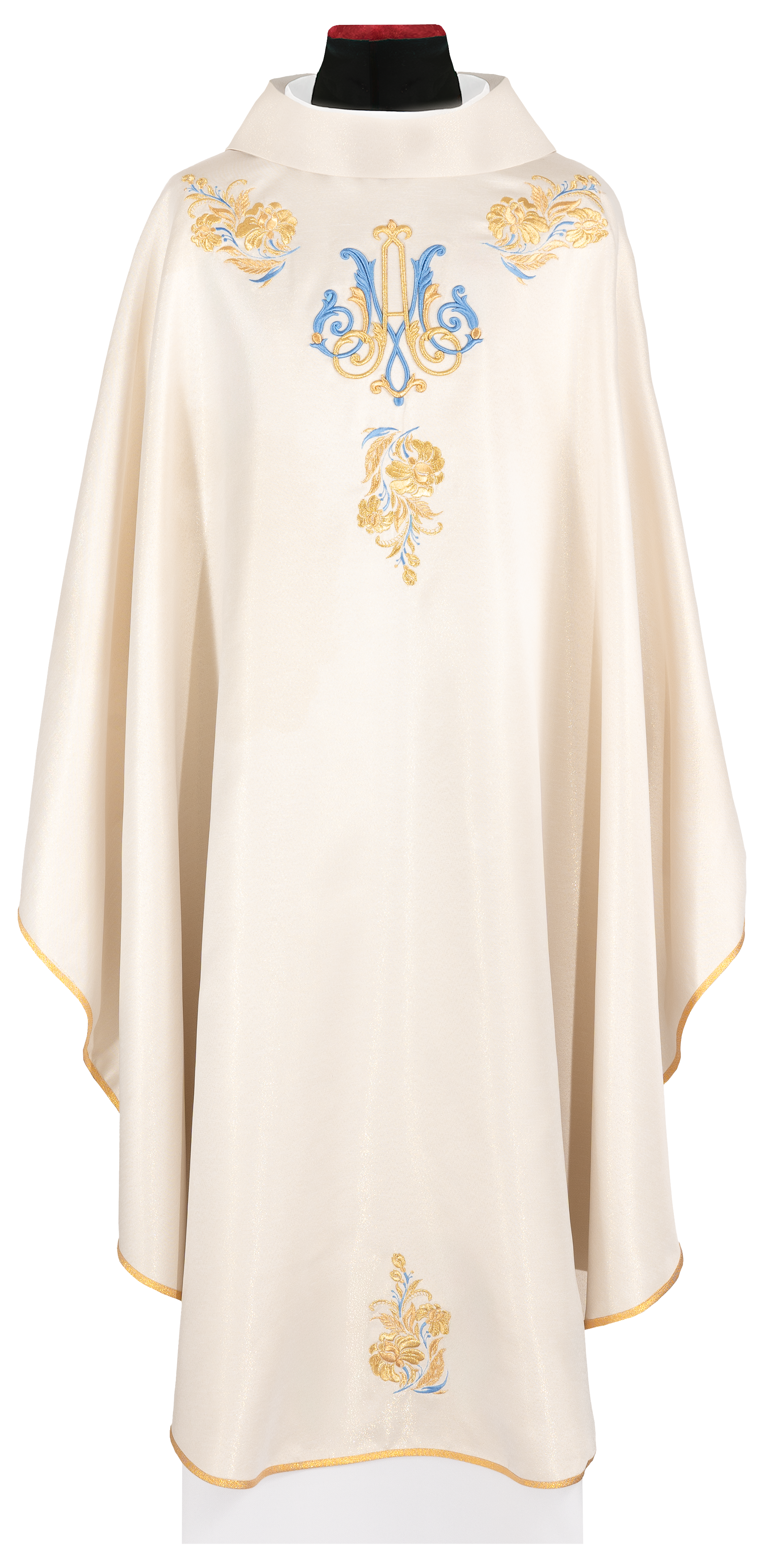 Embroidered ecru chasuble with Marian motif