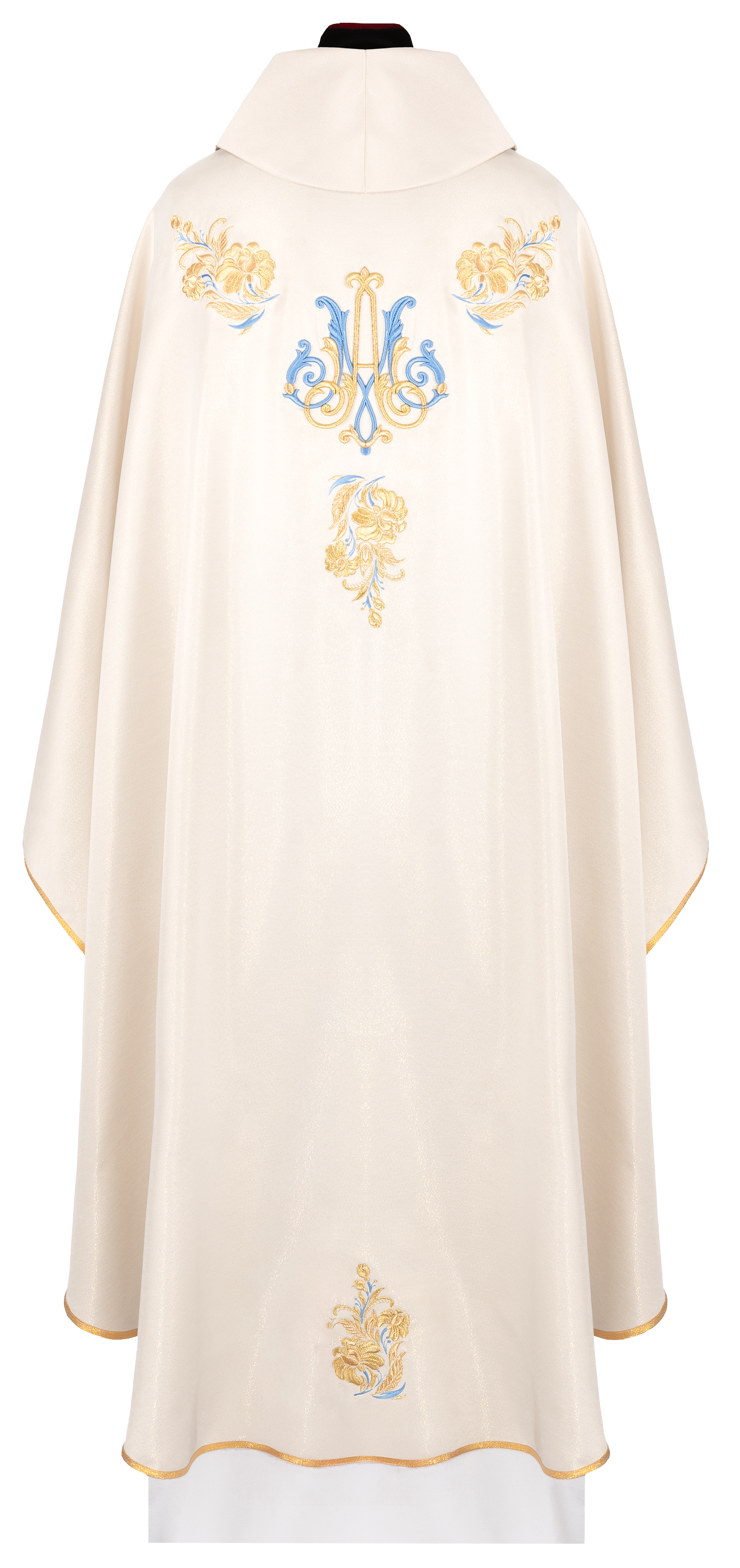 Embroidered ecru chasuble with Marian motif