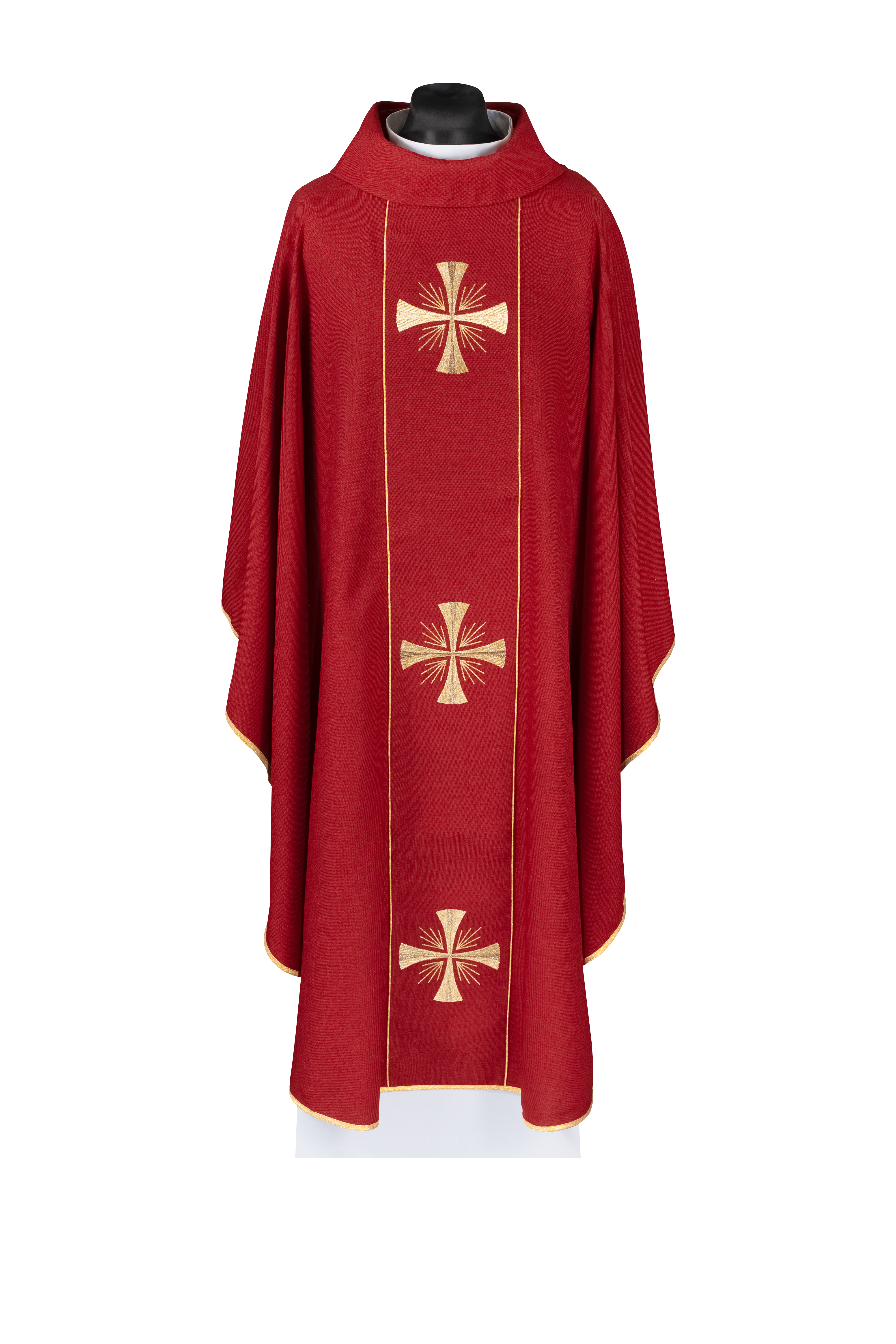 Chasuble with a red band and embroidered crosses