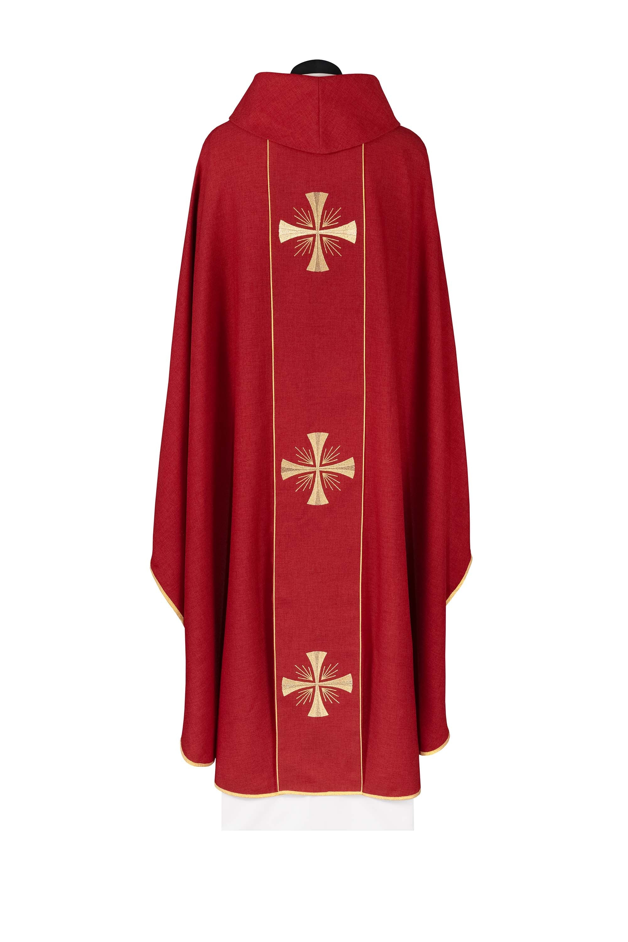Chasuble with a red band and embroidered crosses