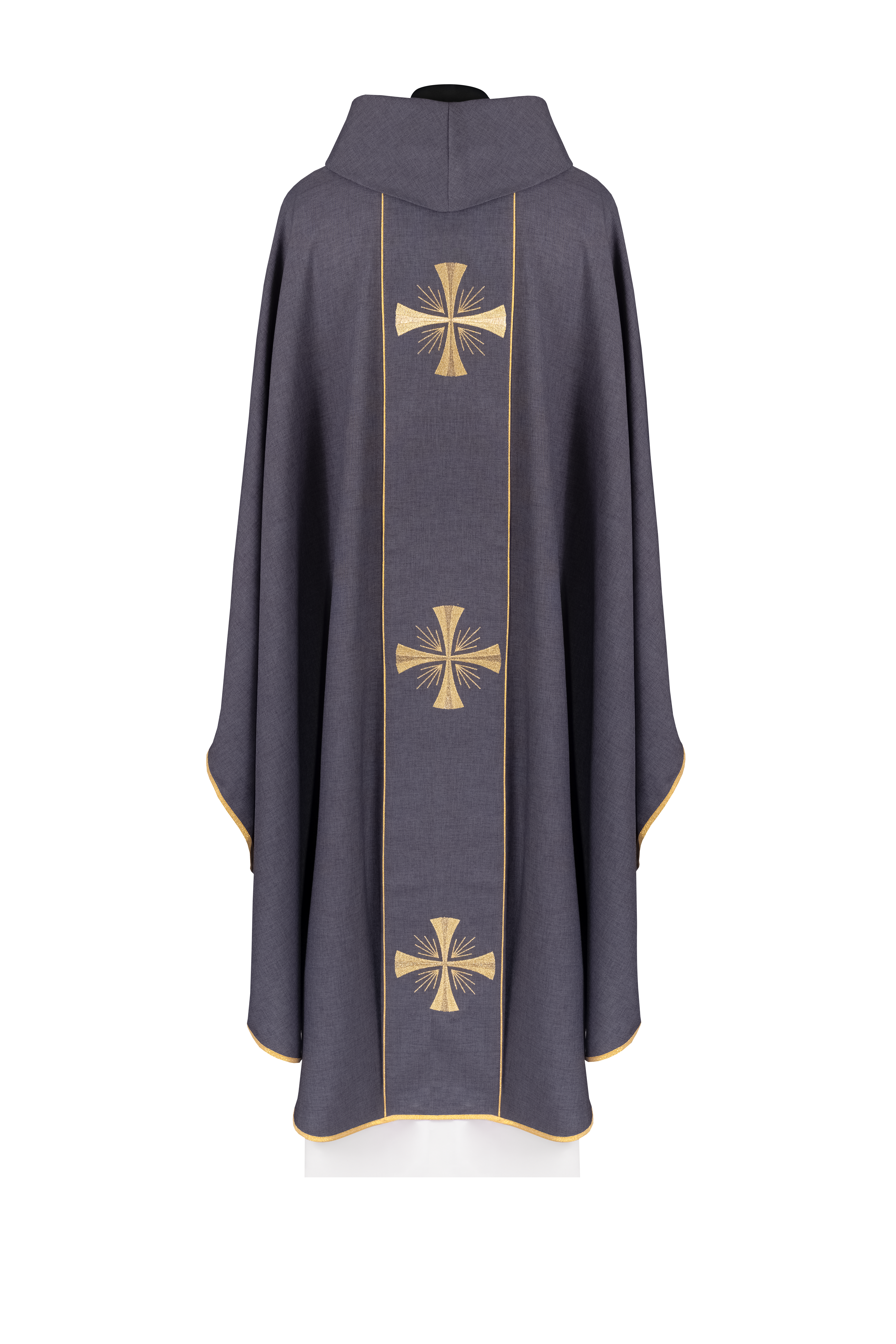 Chasuble with a purple band and embroidered crosses