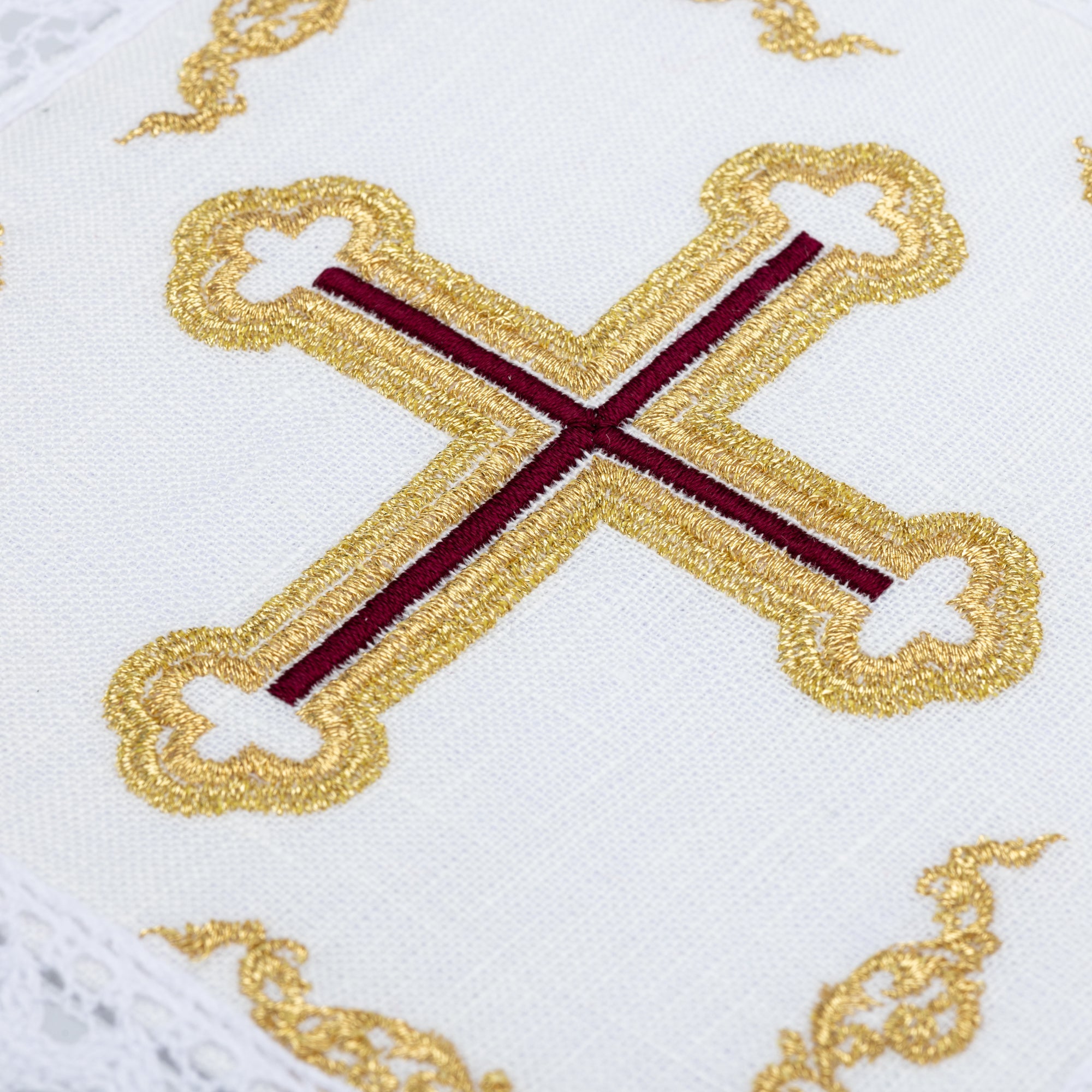 Chalice linens with modern cross embroidery