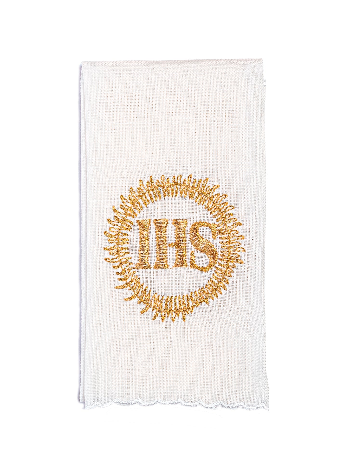 Linen chalice linen with gold IHS embroidery - HAFTINAUSA.COM