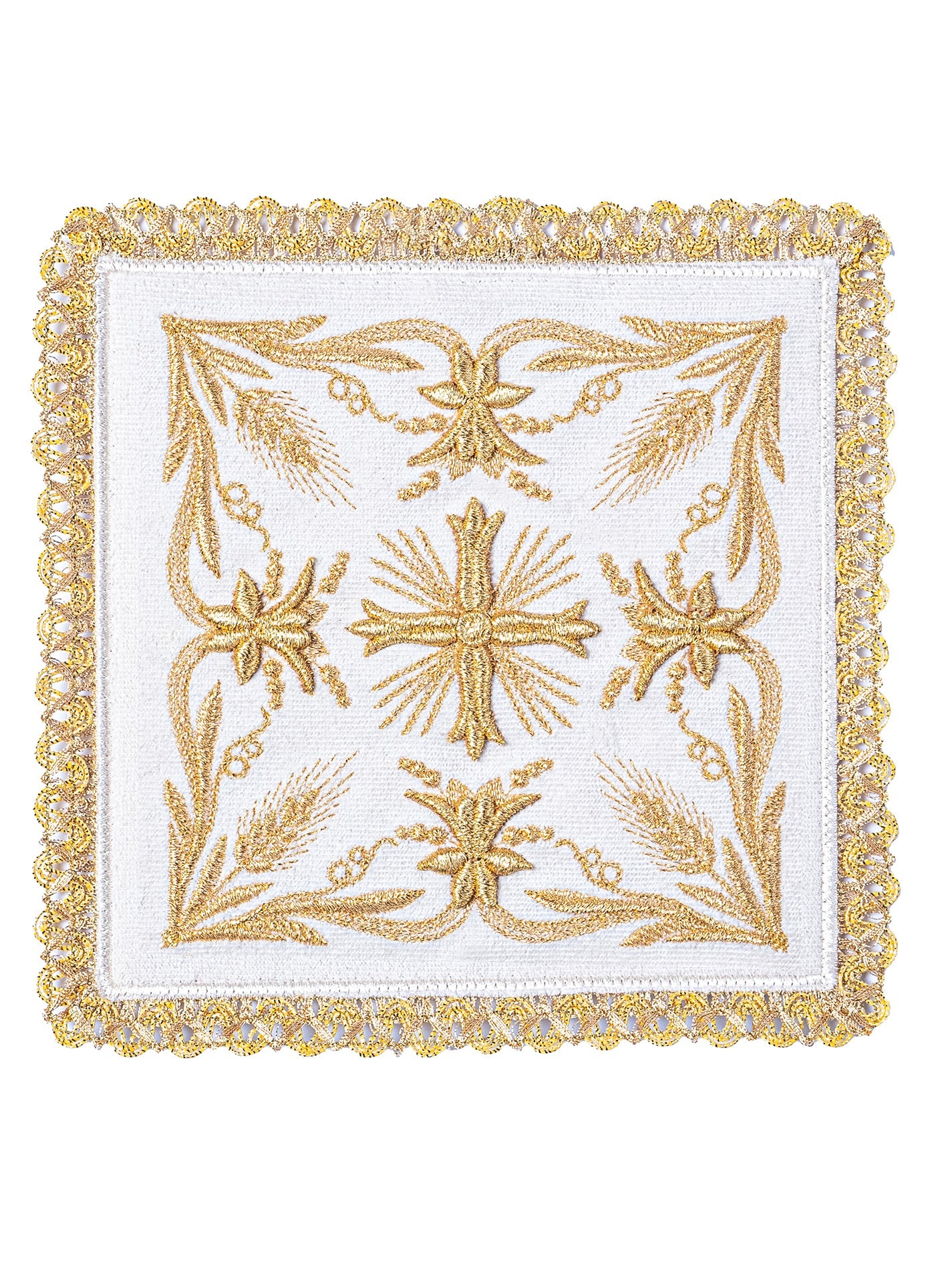 Chalice Linens made of ecru velvet and natural linen - HAFTINAUSA.COM