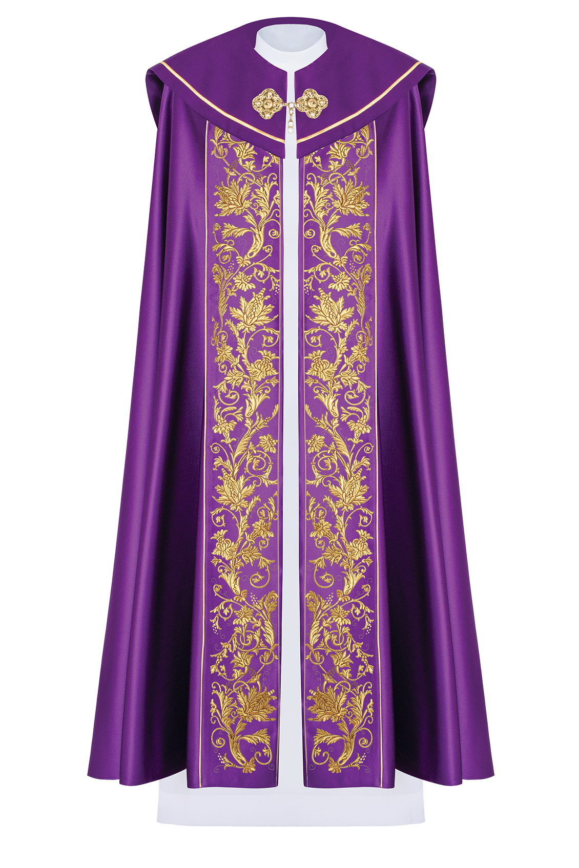 Liturgical cope with Embroidered Chalice in purple - HAFTINAUSA.COM