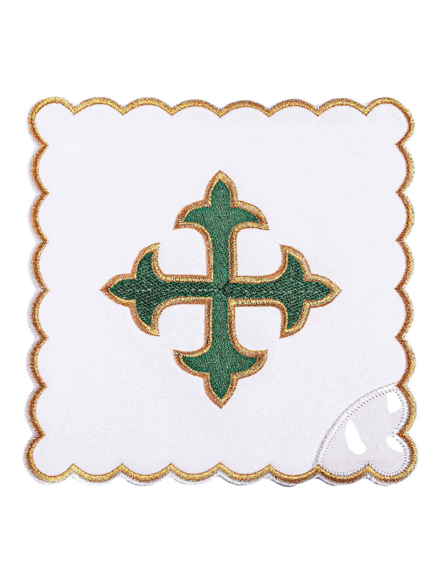 Chalice Linens with green embroidered cross - HAFTINAUSA.COM