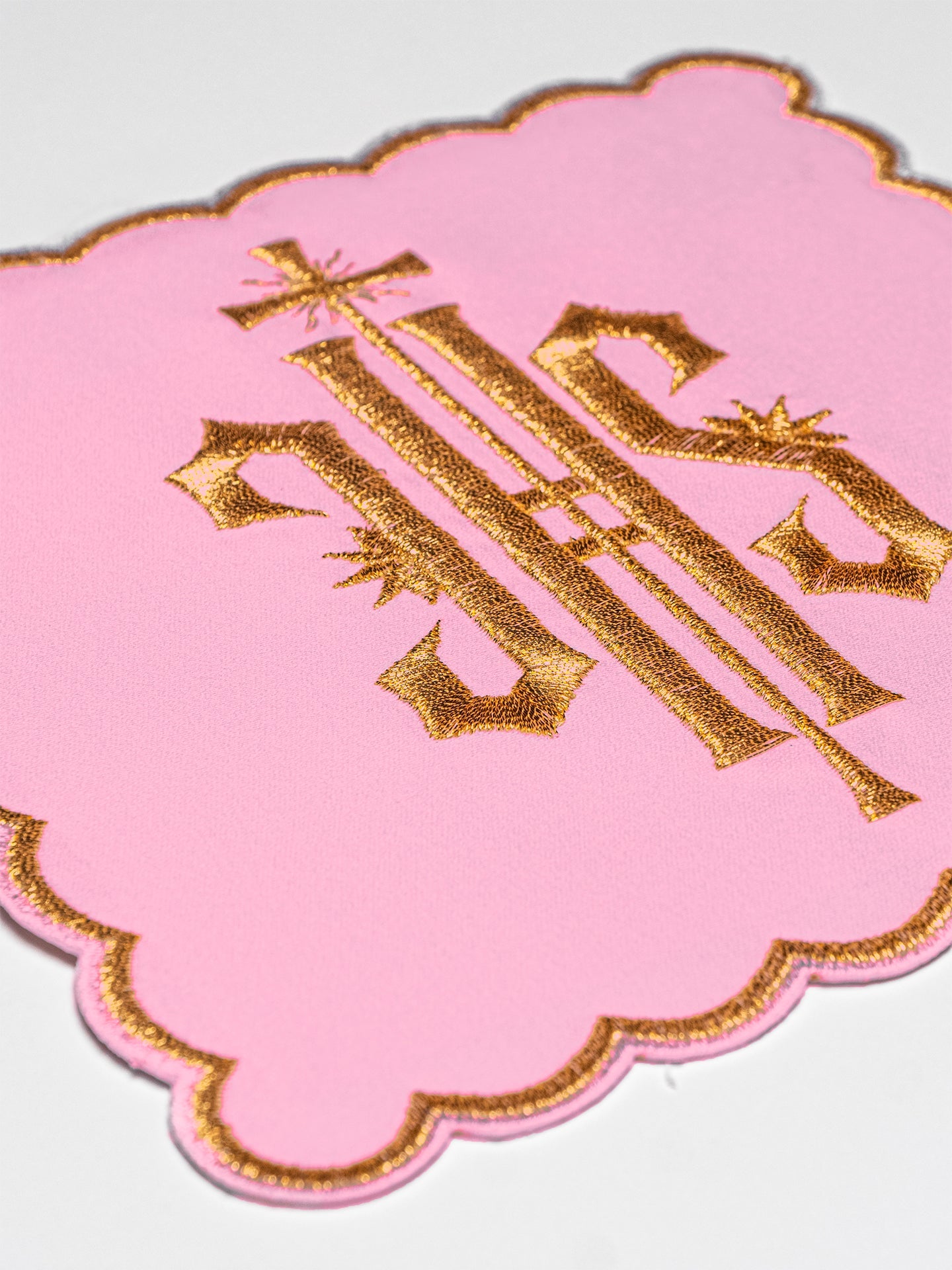 Chalice Linens Embroidered Pink IHS - HAFTINAUSA.COM