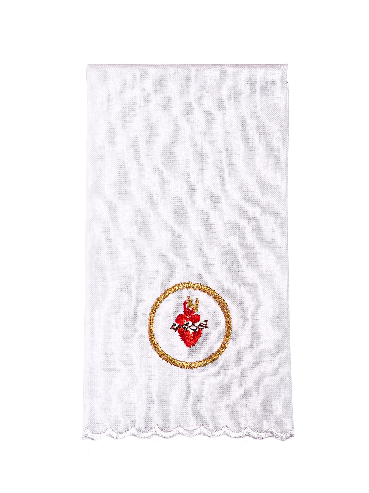 Chalice Linens with small embroidered Sacred Heart - HAFTINAUSA.COM