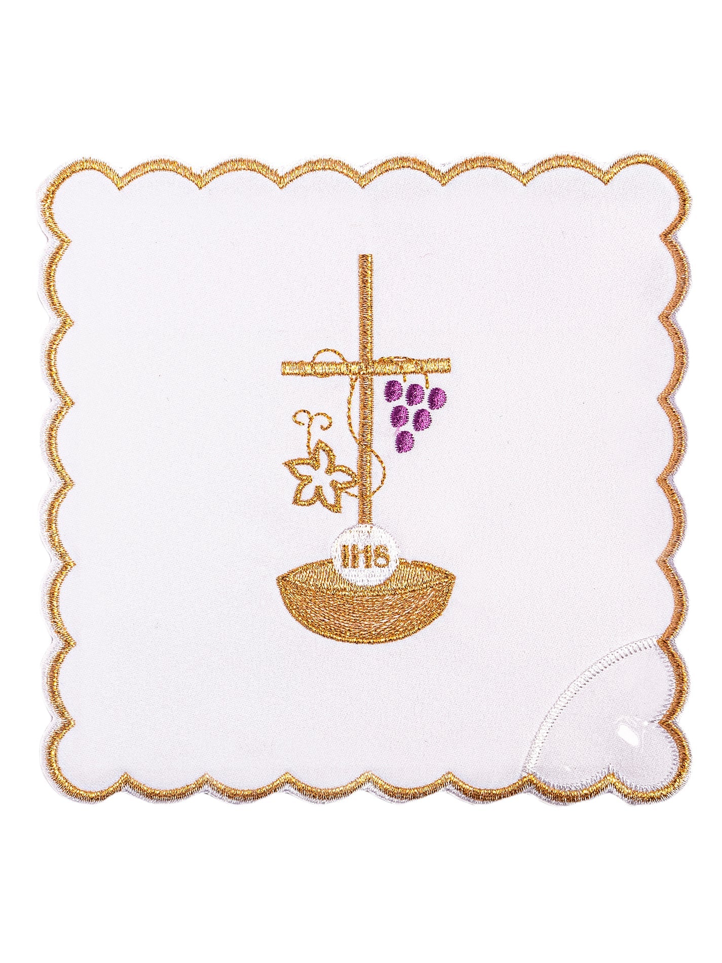 Chalice linen with delicate gold cross embroidery - HAFTINAUSA.COM