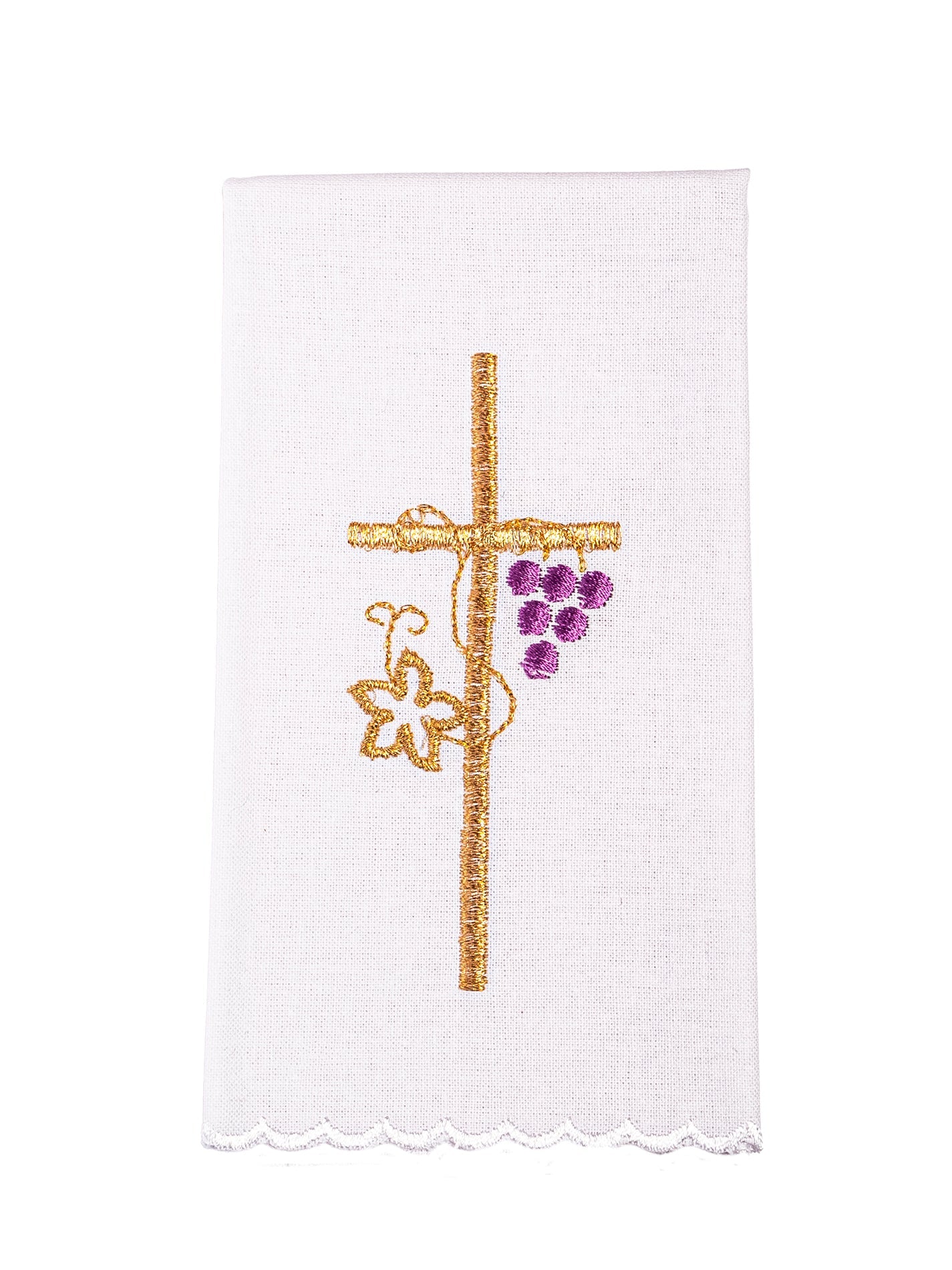 Chalice linen with delicate gold cross embroidery - HAFTINAUSA.COM