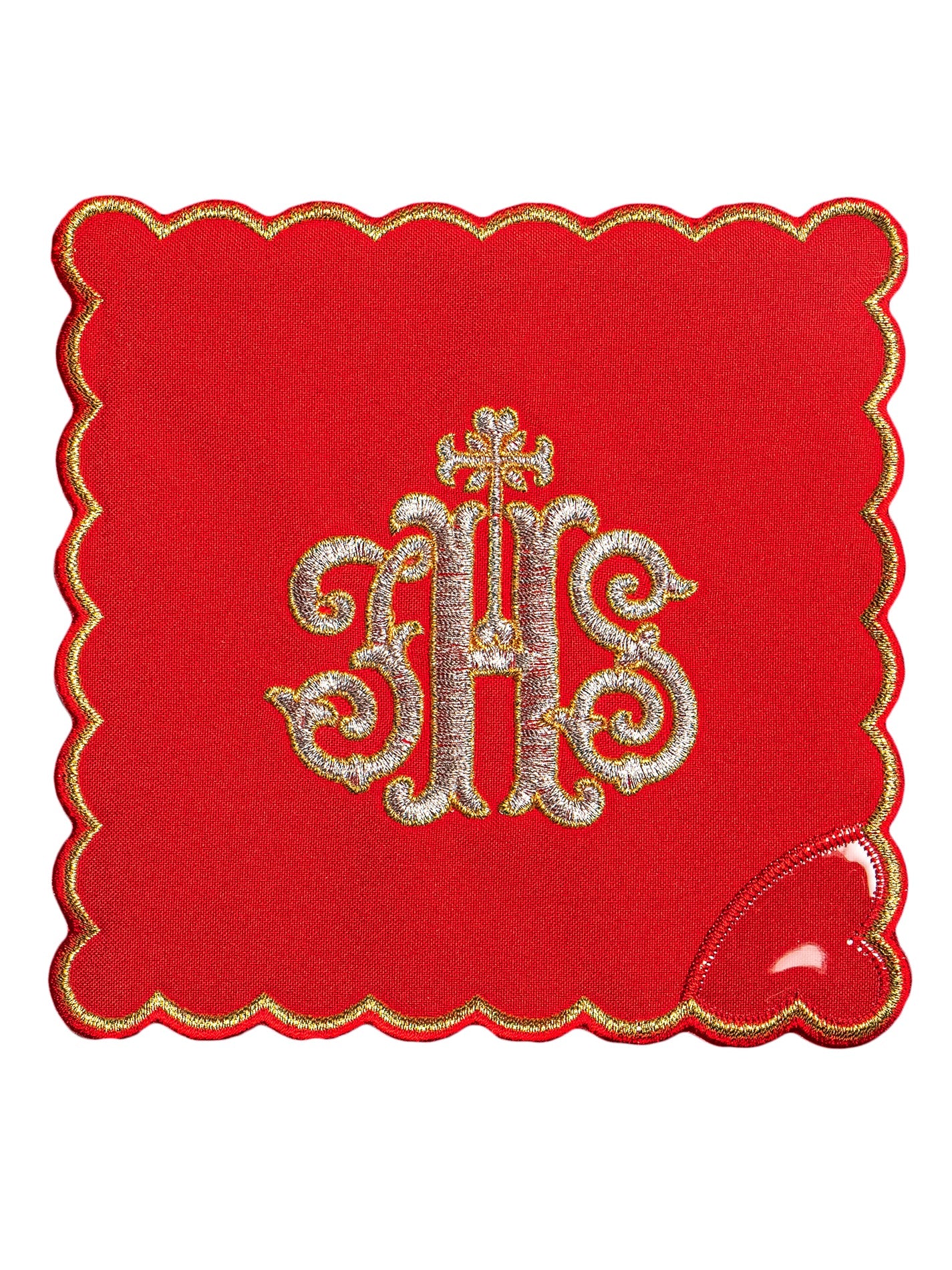 Red Chalice Linen set with IHS motif - HAFTINAUSA.COM