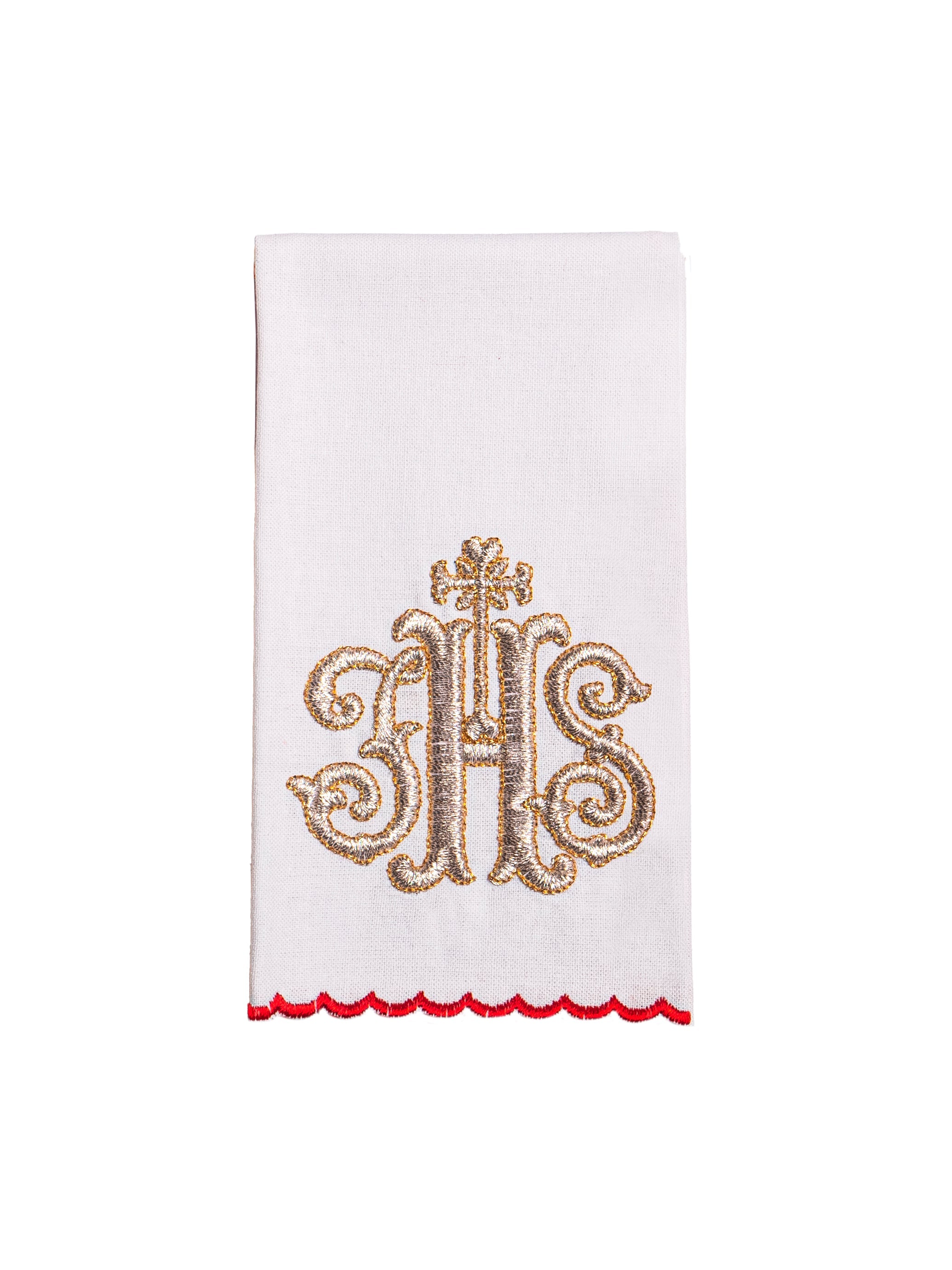 Red Chalice Linen set with IHS motif - HAFTINAUSA.COM