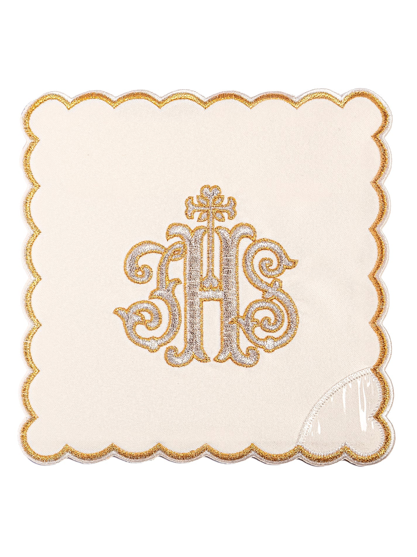 Cotton chalice linen set in ecru with gold JHS - HAFTINAUSA.COM