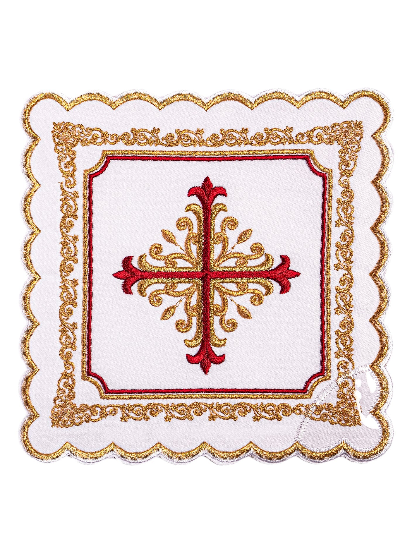 Chalice linens with gold and red cross embroidery - HAFTINAUSA.COM