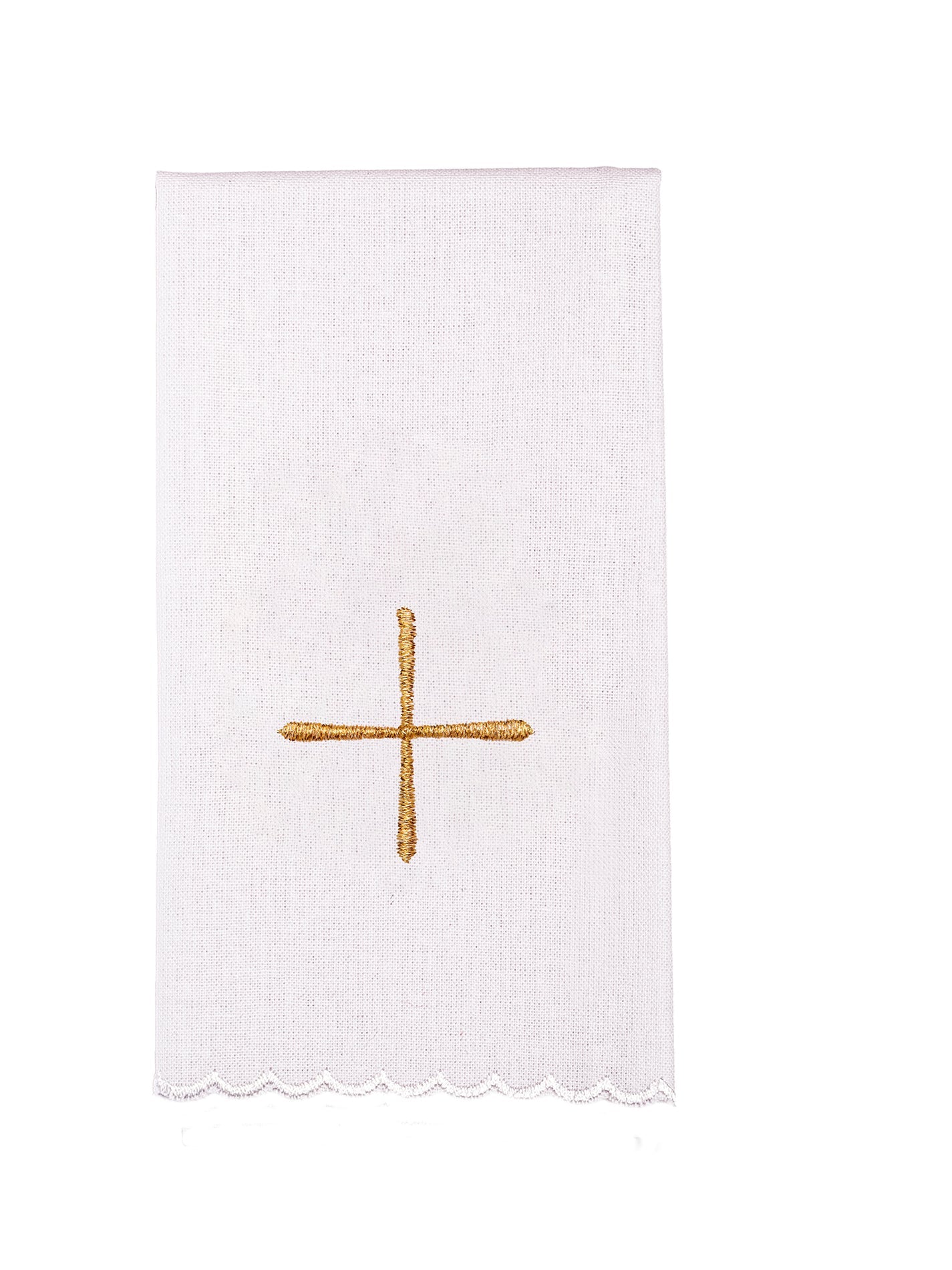 Chalice Linens set made of ecru velvet with gold cross - HAFTINAUSA.COM