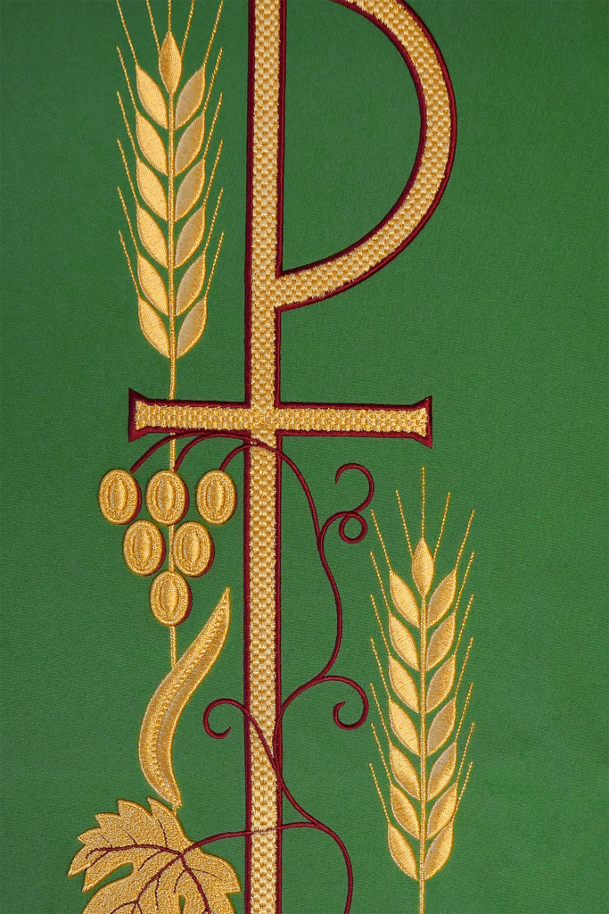 Lectern cover with embroidered PAX symbol in green