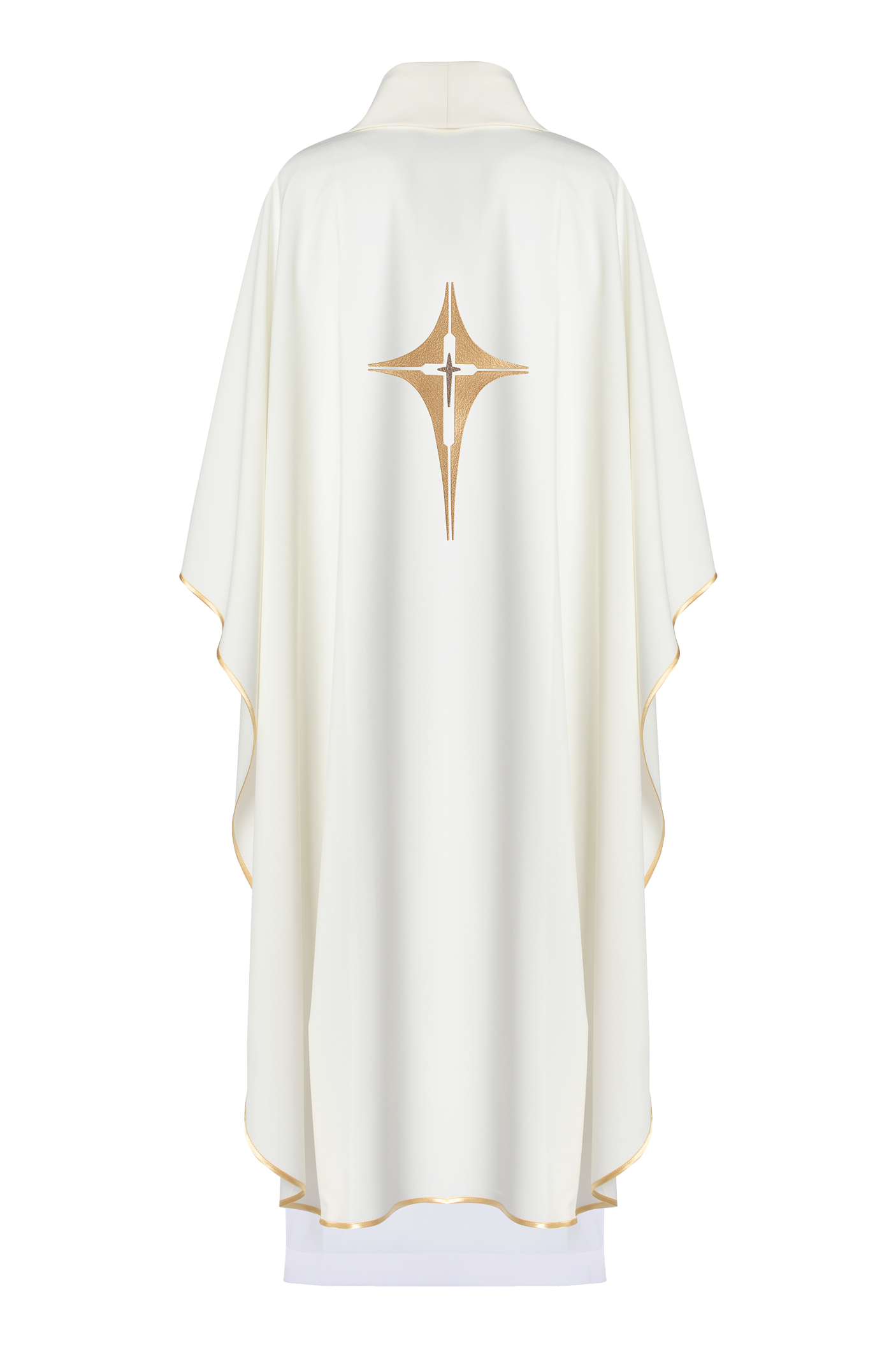 Chasuble embroidered with cross pattern in ecru