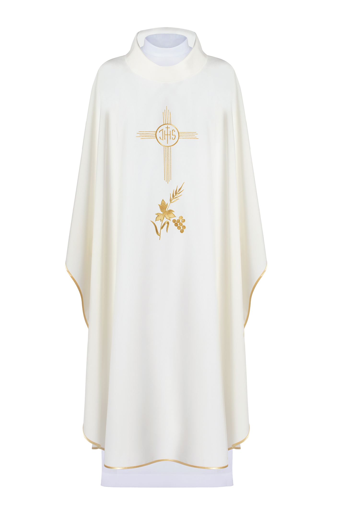 Chasuble with IHS embroidery in ecru