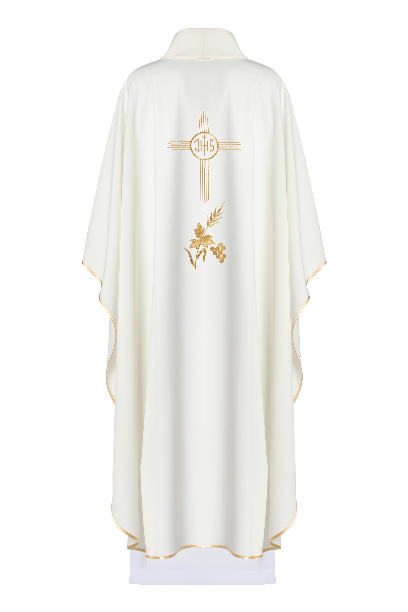 Chasuble with IHS embroidery in ecru - HAFTINAUSA.COM