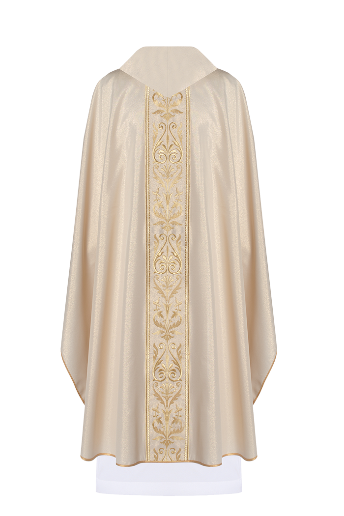 Liturgical chasuble with a decorated gold embroidered belt