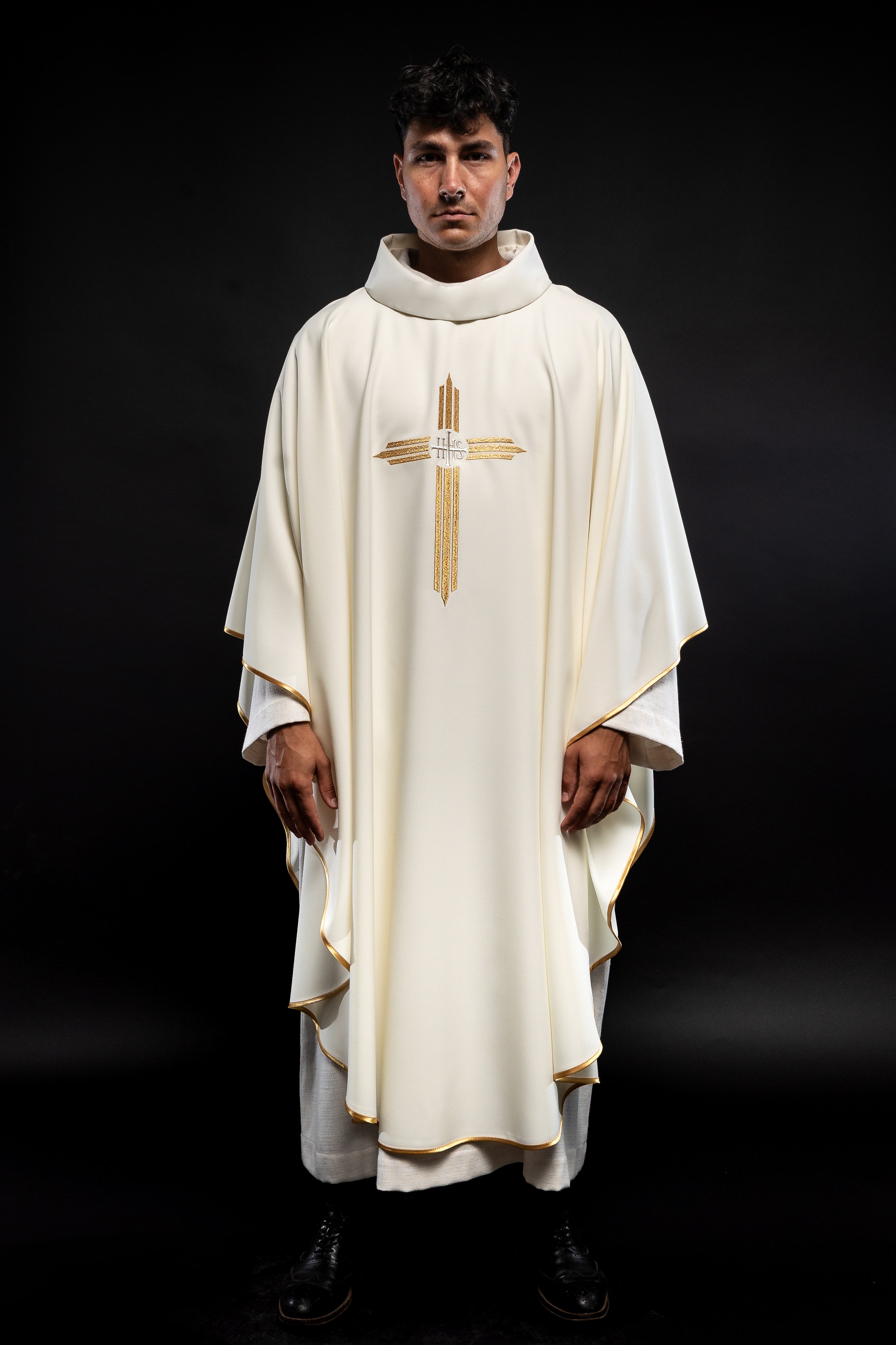 Chasuble embroidered with the symbol of Cross IHS - HAFTINAUSA.COM