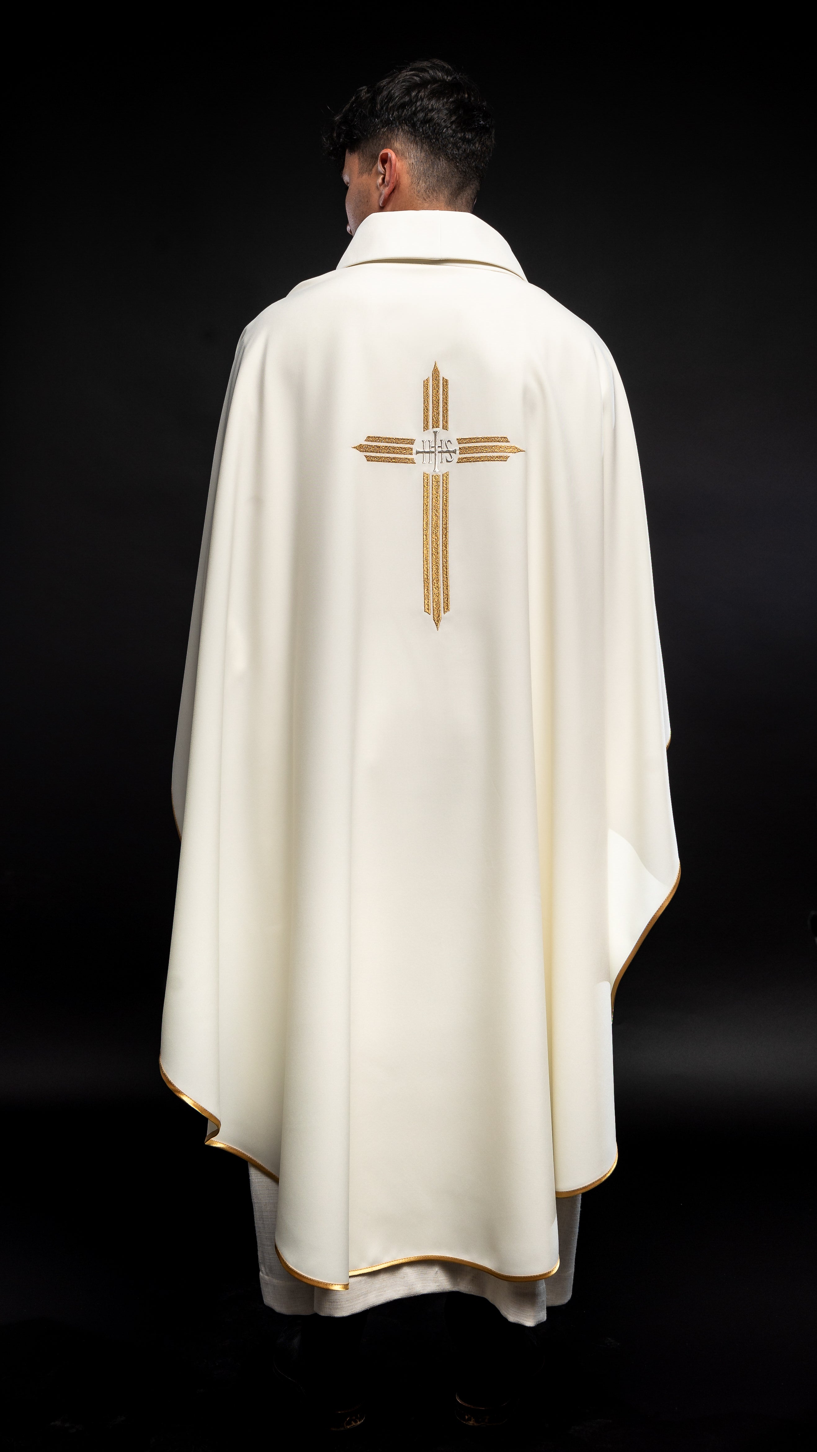 Chasuble embroidered with the symbol of Cross IHS - HAFTINAUSA.COM