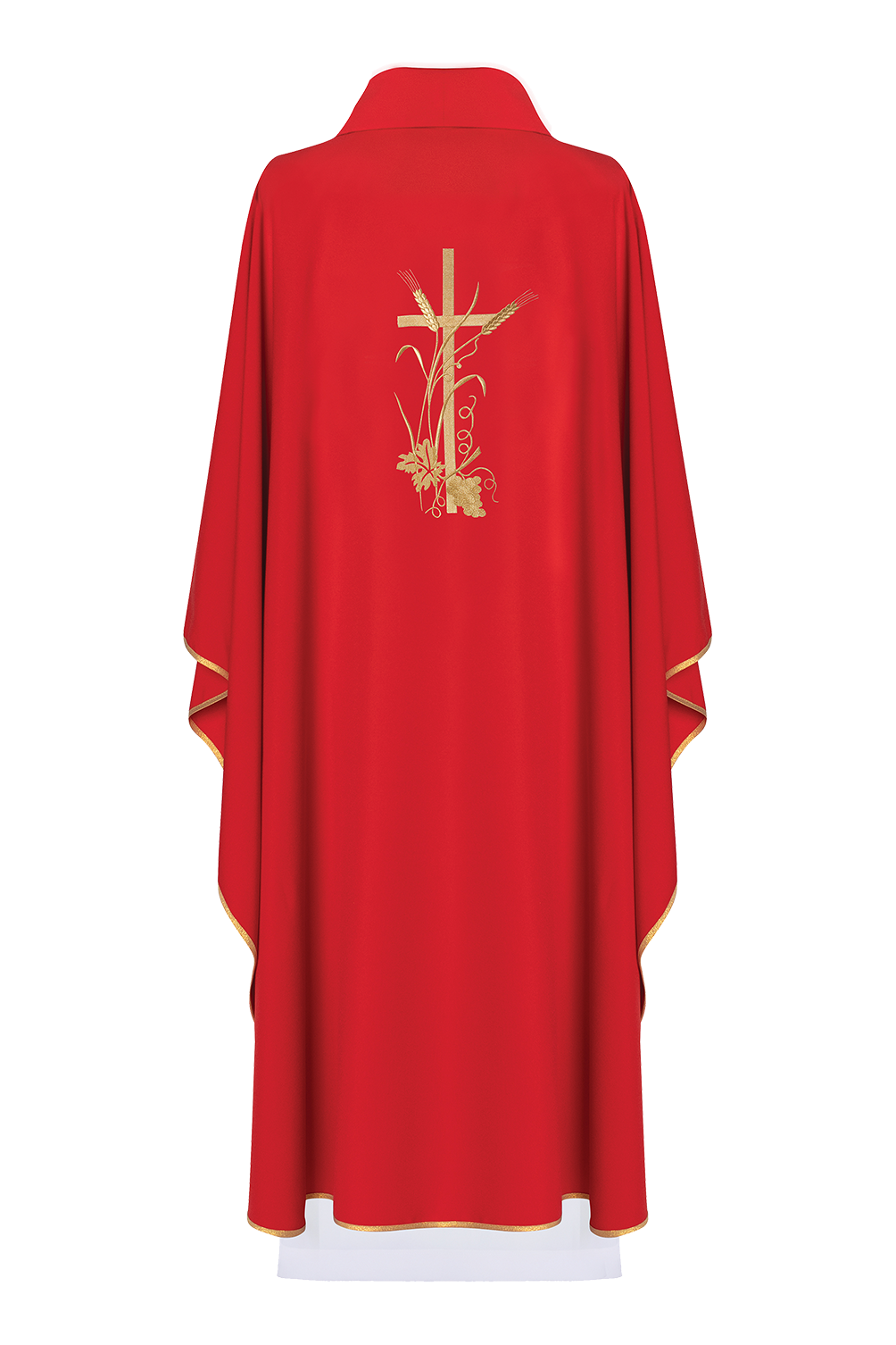 Red chasuble with golden cross embroidery - HAFTINAUSA.COM