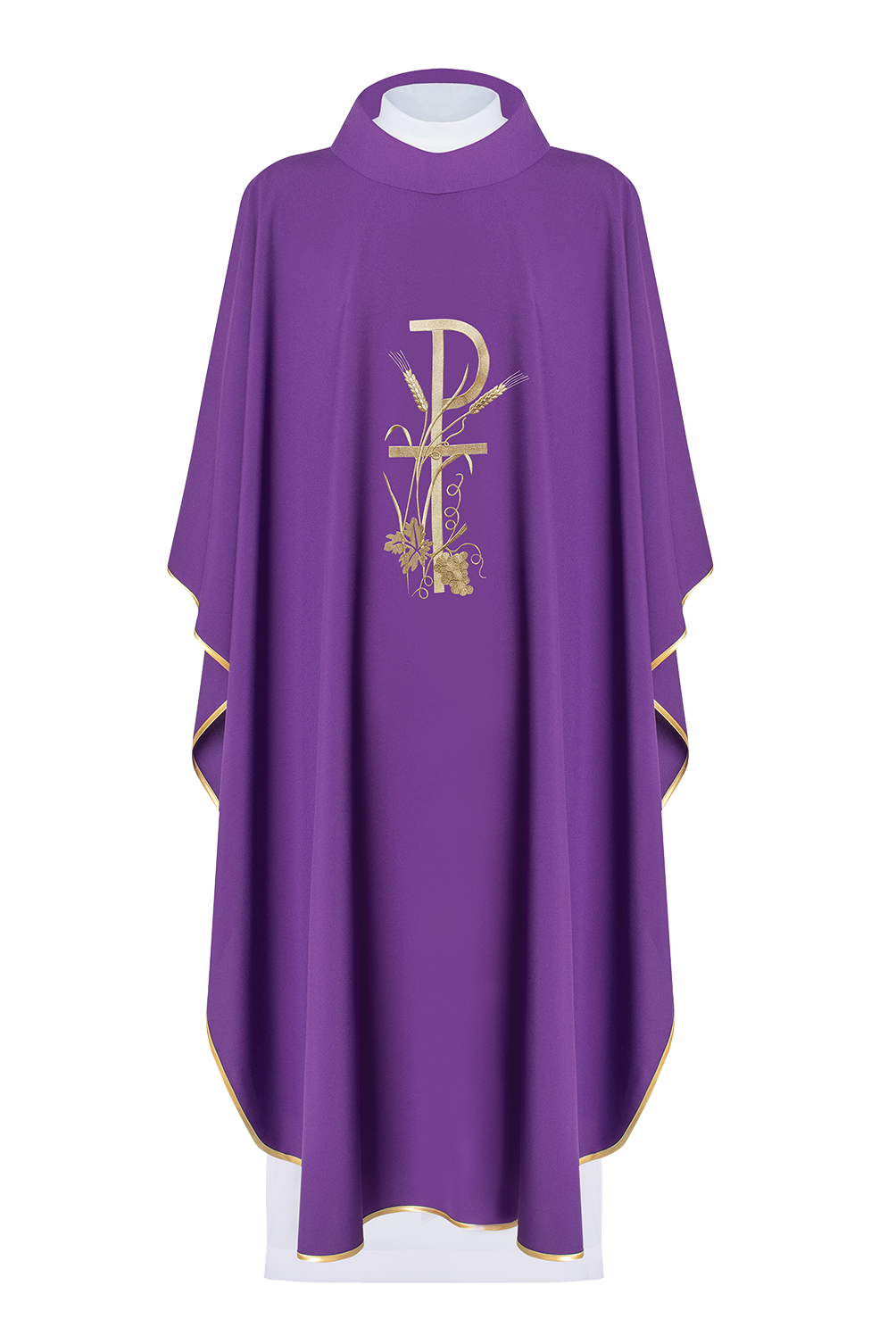 Purple chasuble with golden cross embroidery - HAFTINAUSA.COM