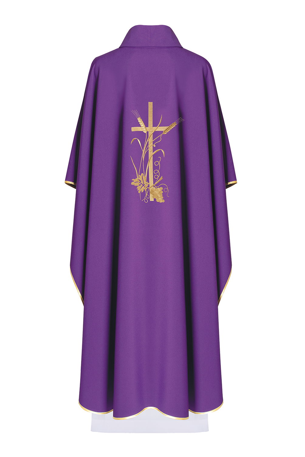 Purple chasuble with golden cross embroidery - HAFTINAUSA.COM