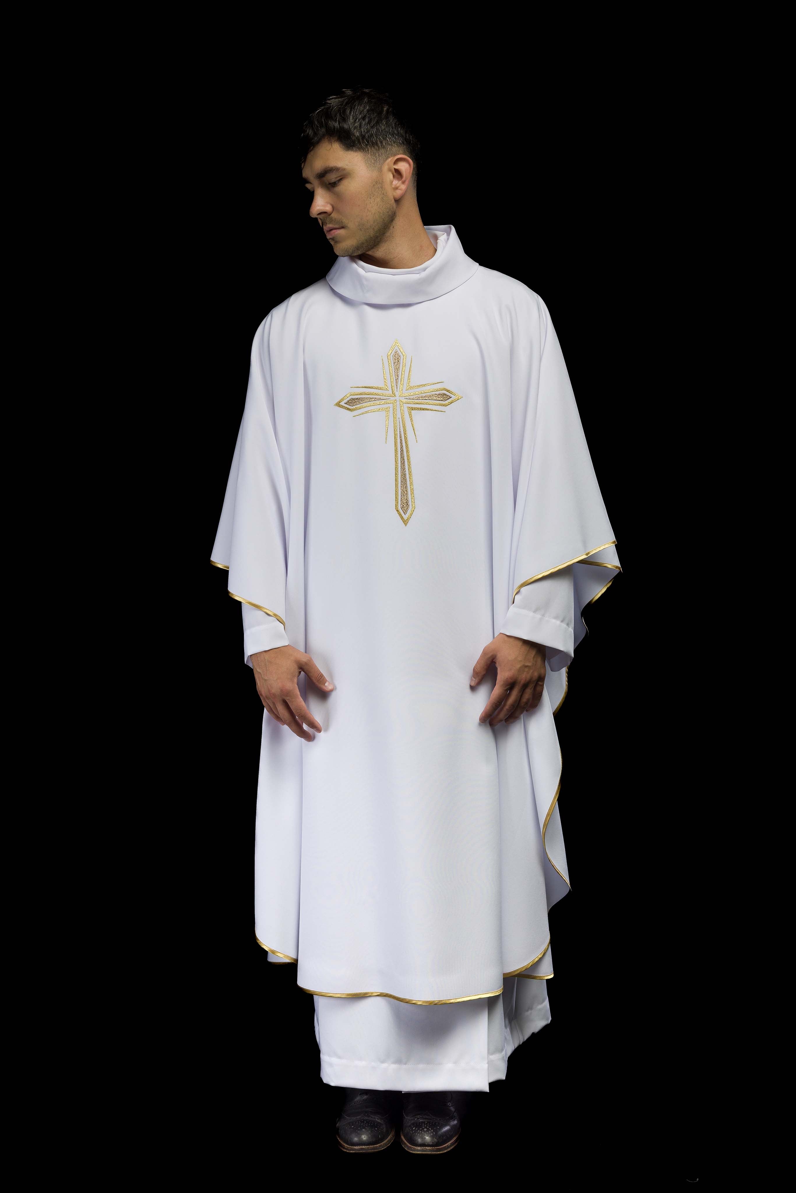 White Embroidered Chasuble with the Holy Cross Motif