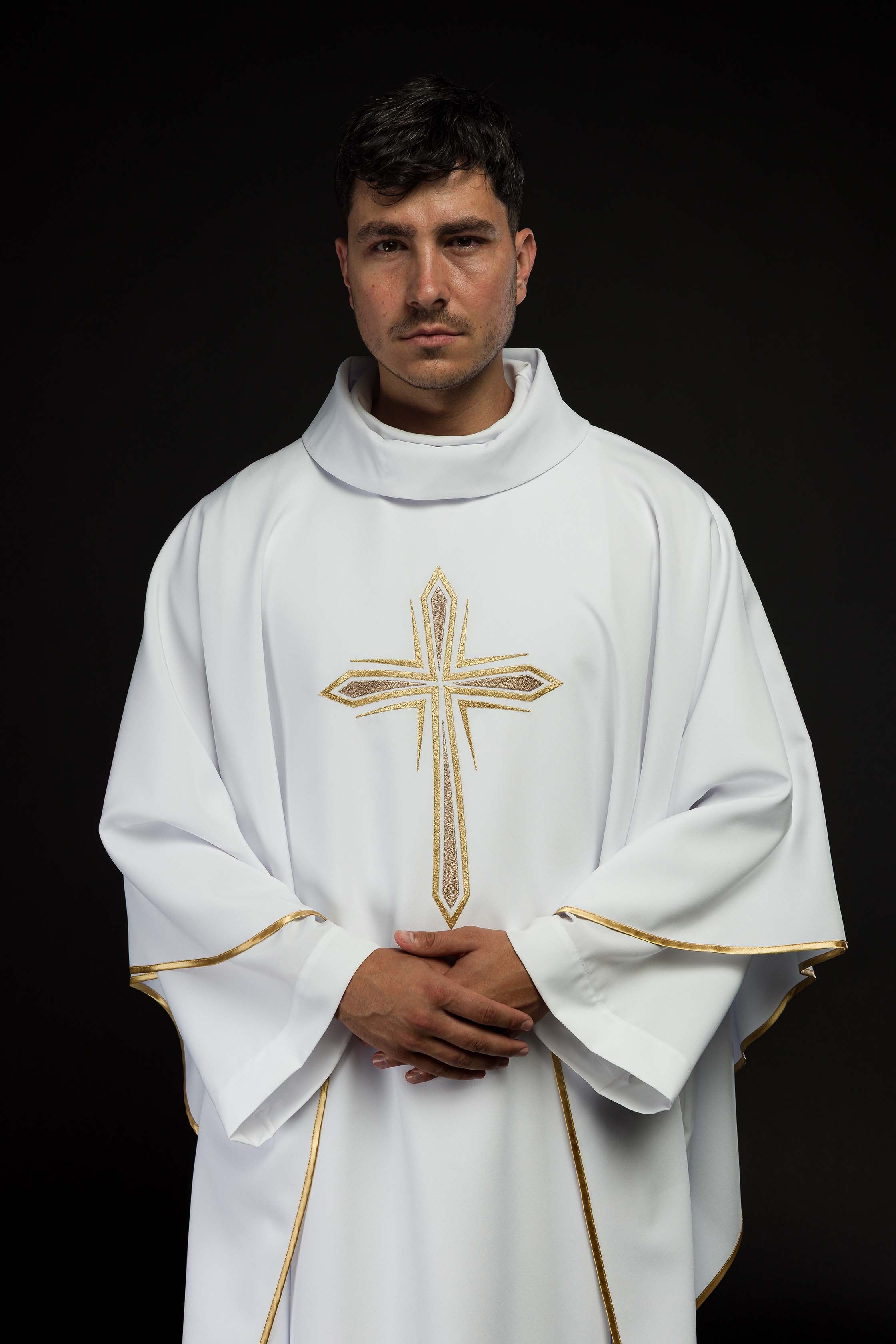 White Embroidered Chasuble with the Holy Cross Motif