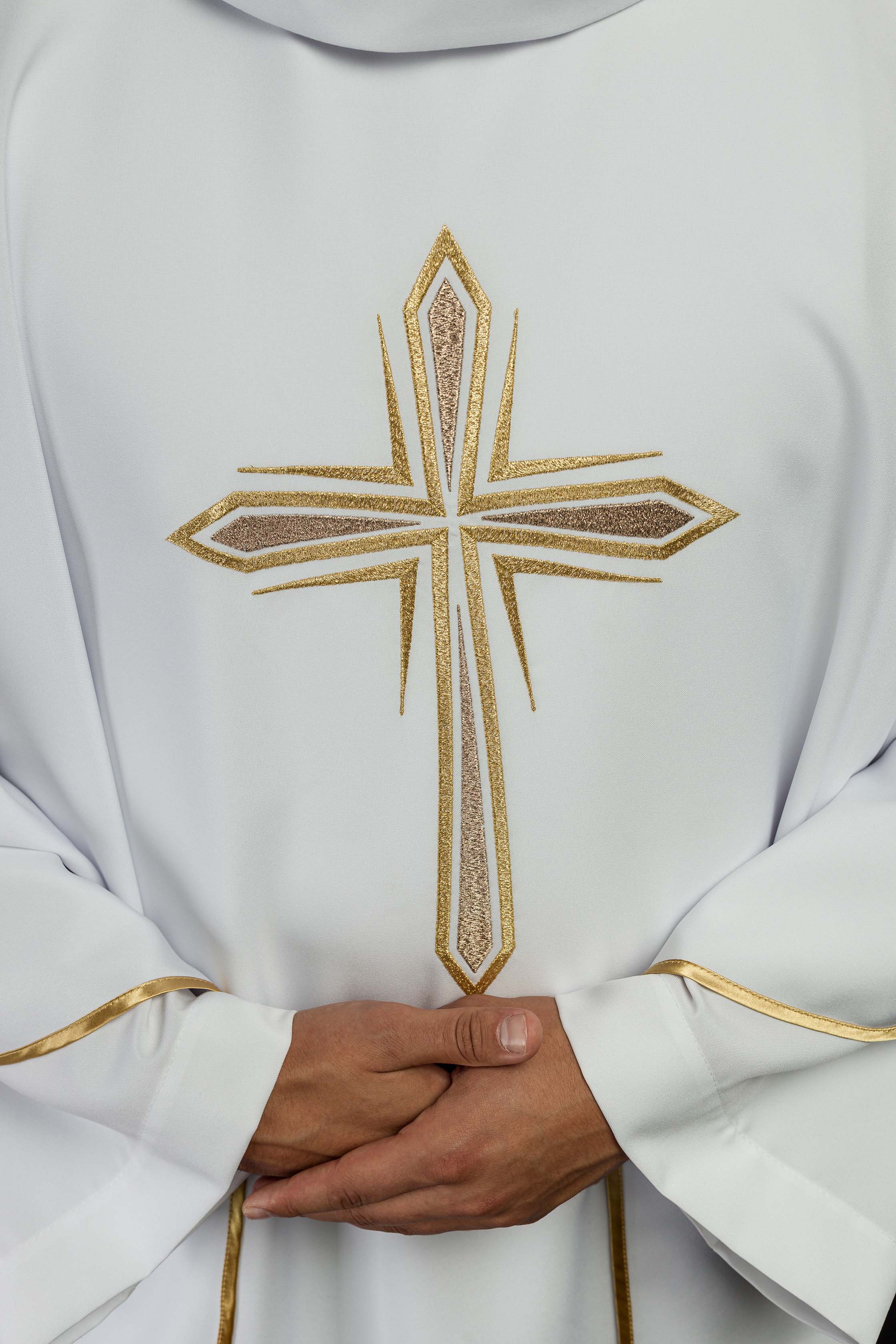 White Embroidered Chasuble with the Holy Cross Motif